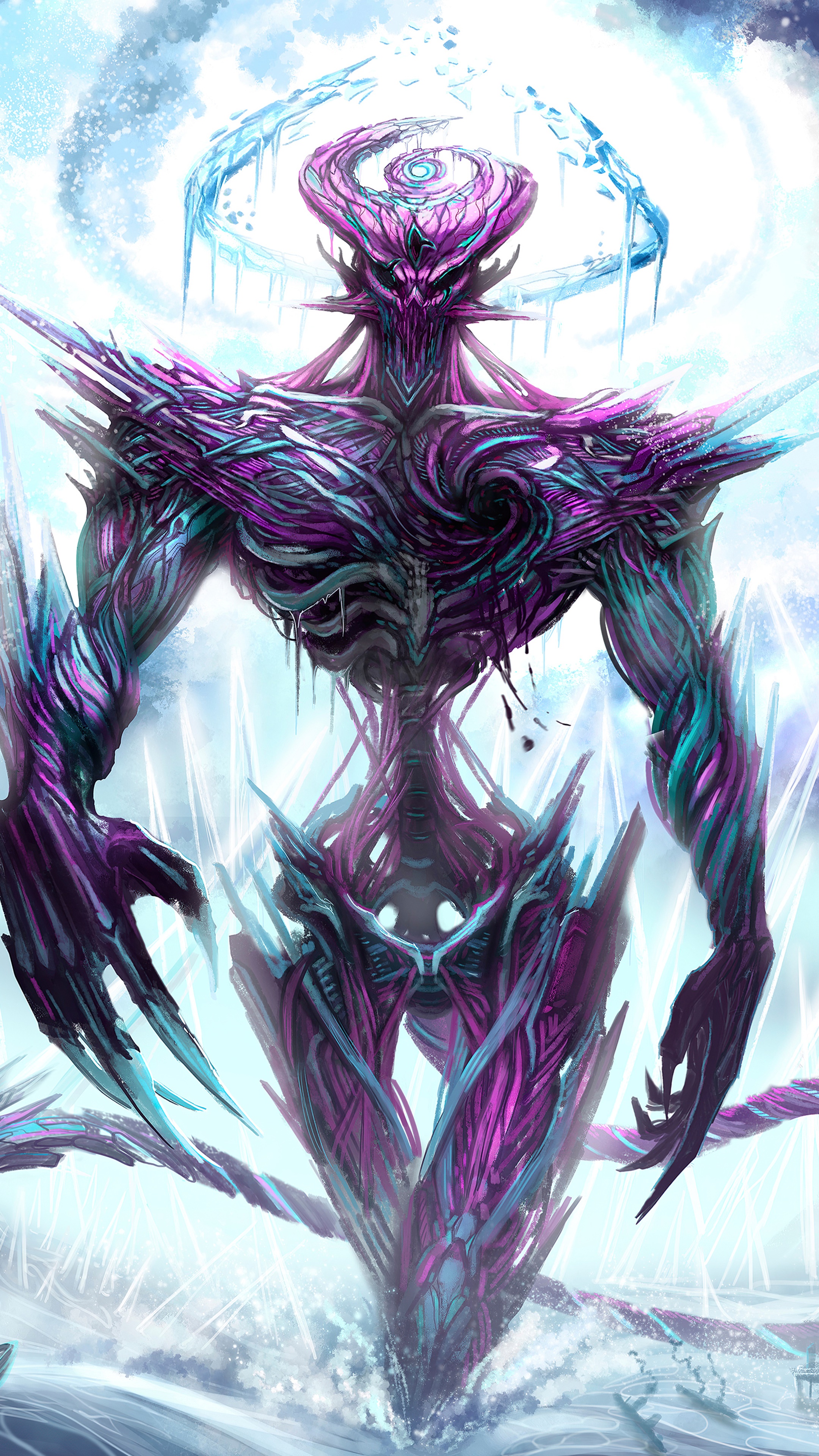 Digital Art of a Frosty Creature HD Phone Wallpaper