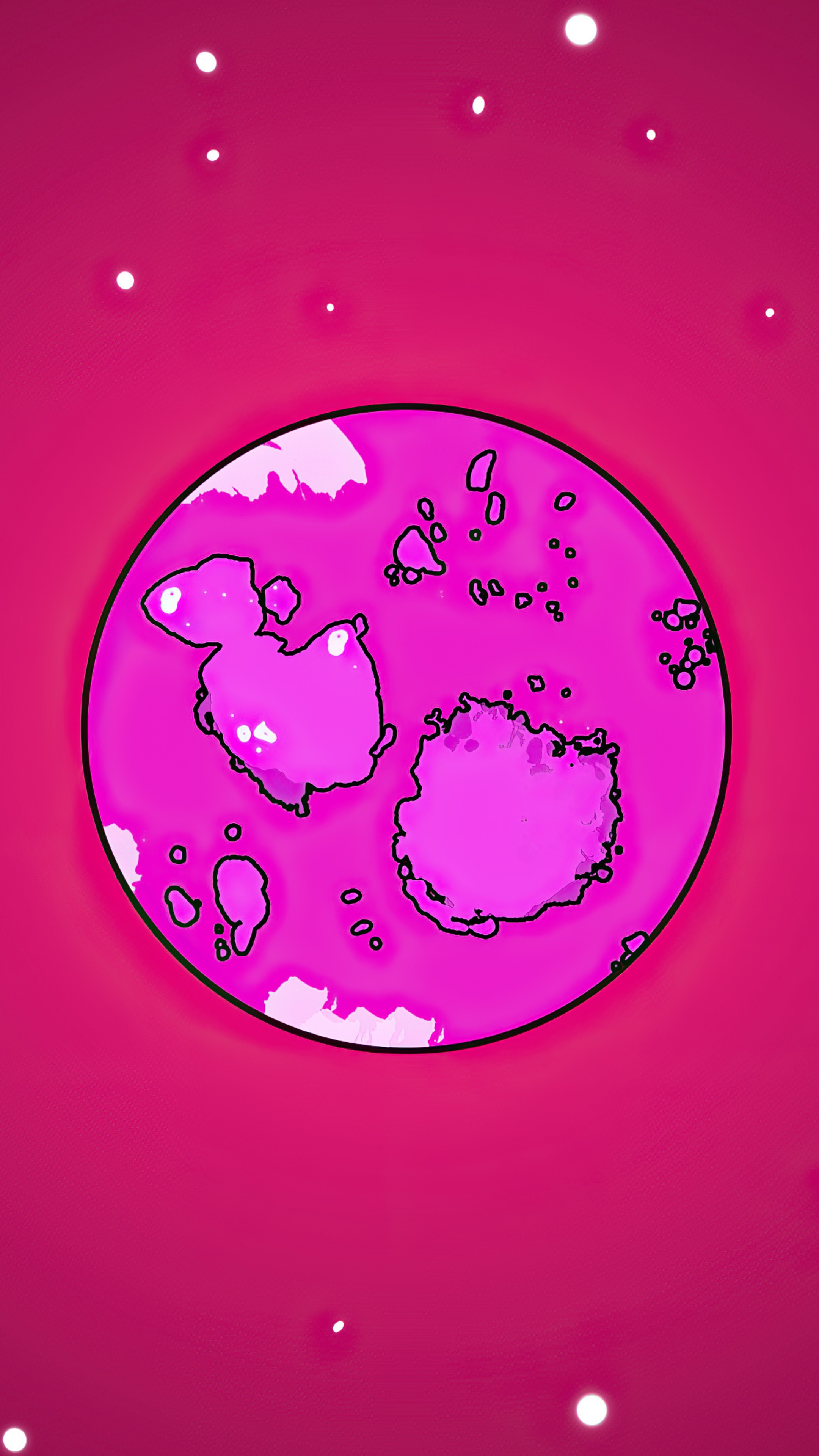 Pink planet with craters in space HD Phone Wallpaper