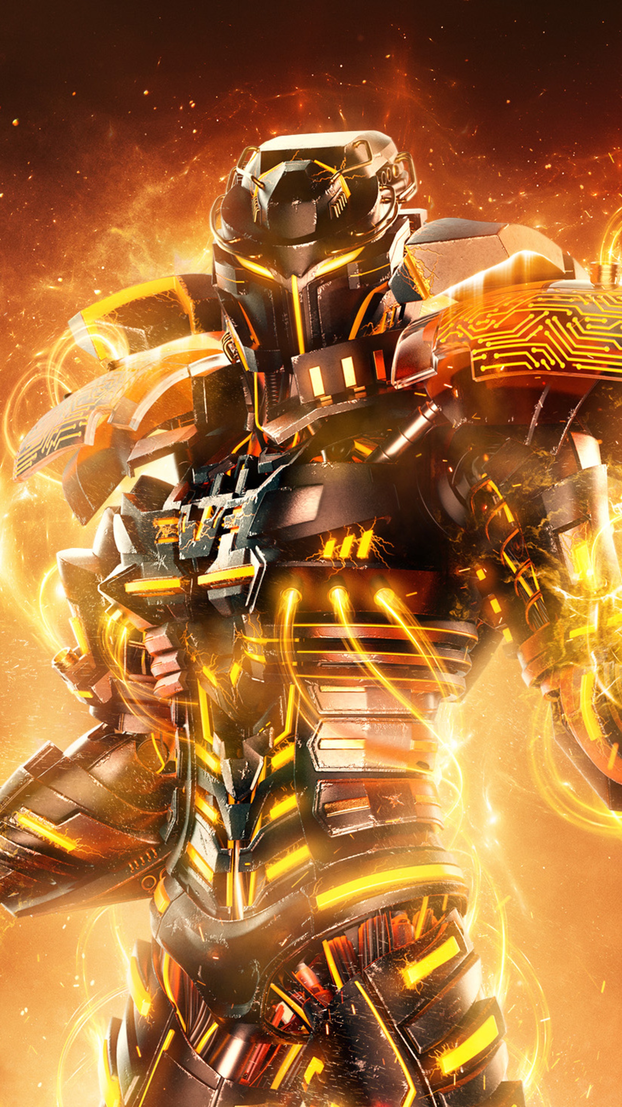MSI Gaming Robot with Orange Energy HD Phone Wallpaper