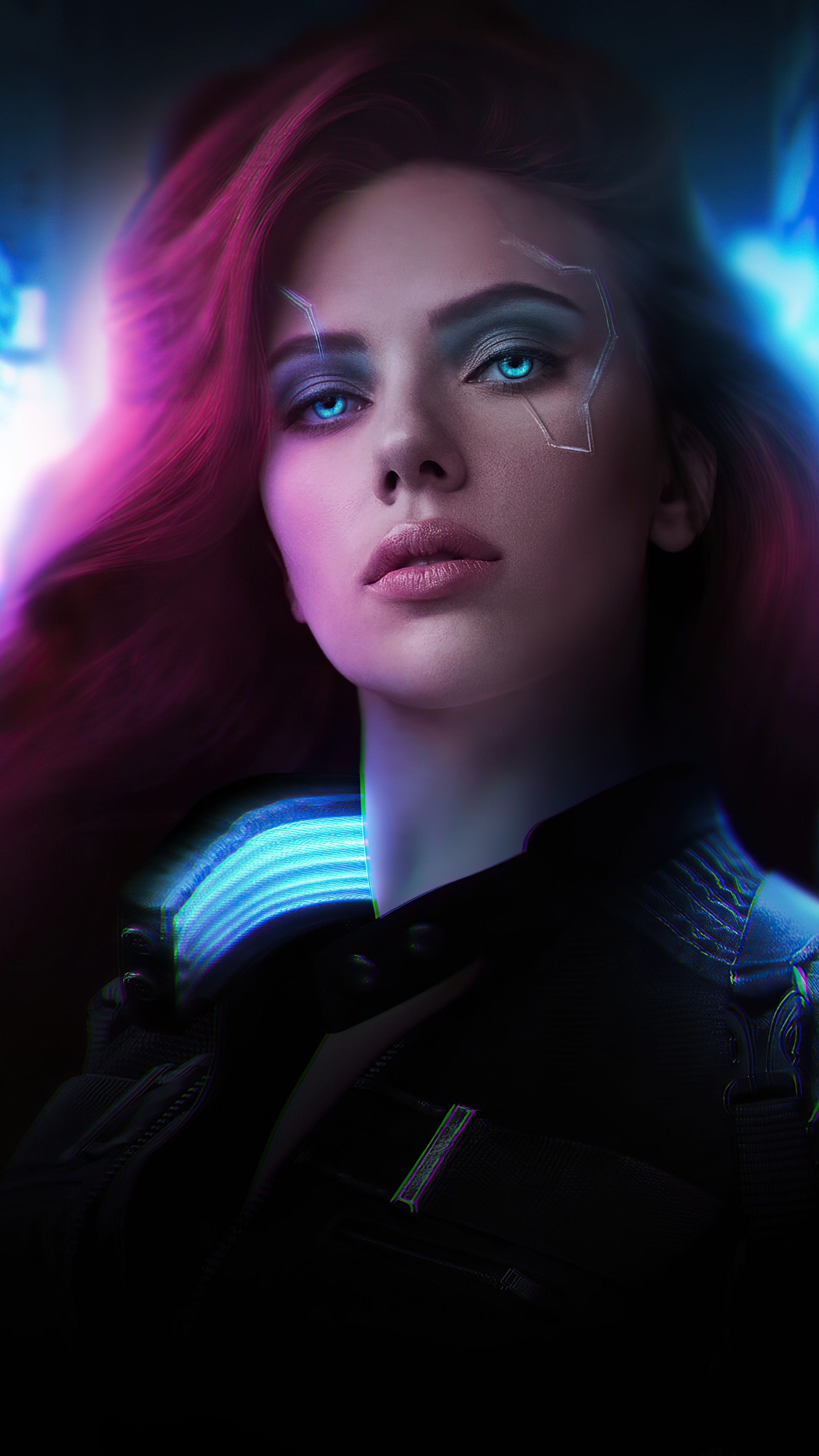 Cyberpunk Black Widow artwork HD Phone Wallpaper