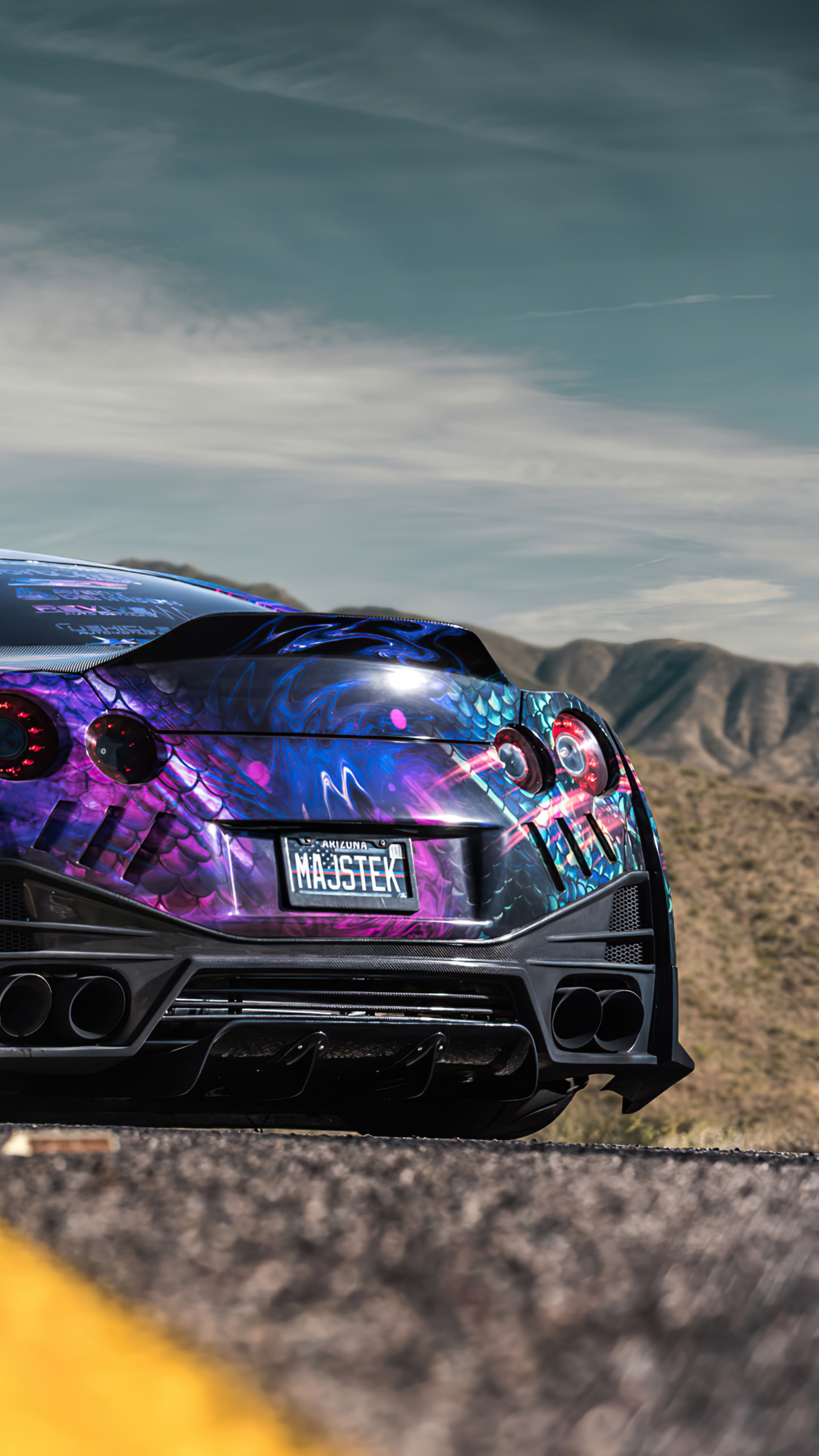 Nissan GTR with custom galaxy wrap HD Phone Wallpaper