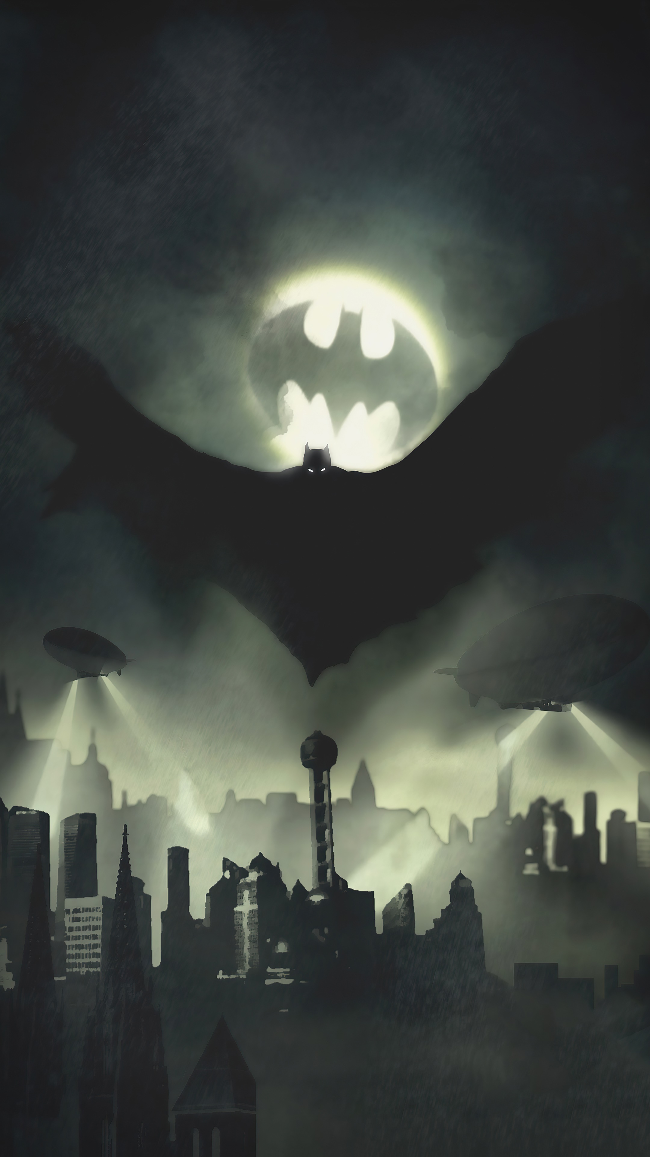 Batman from DC Comics with Bat-Signal HD Phone Wallpaper