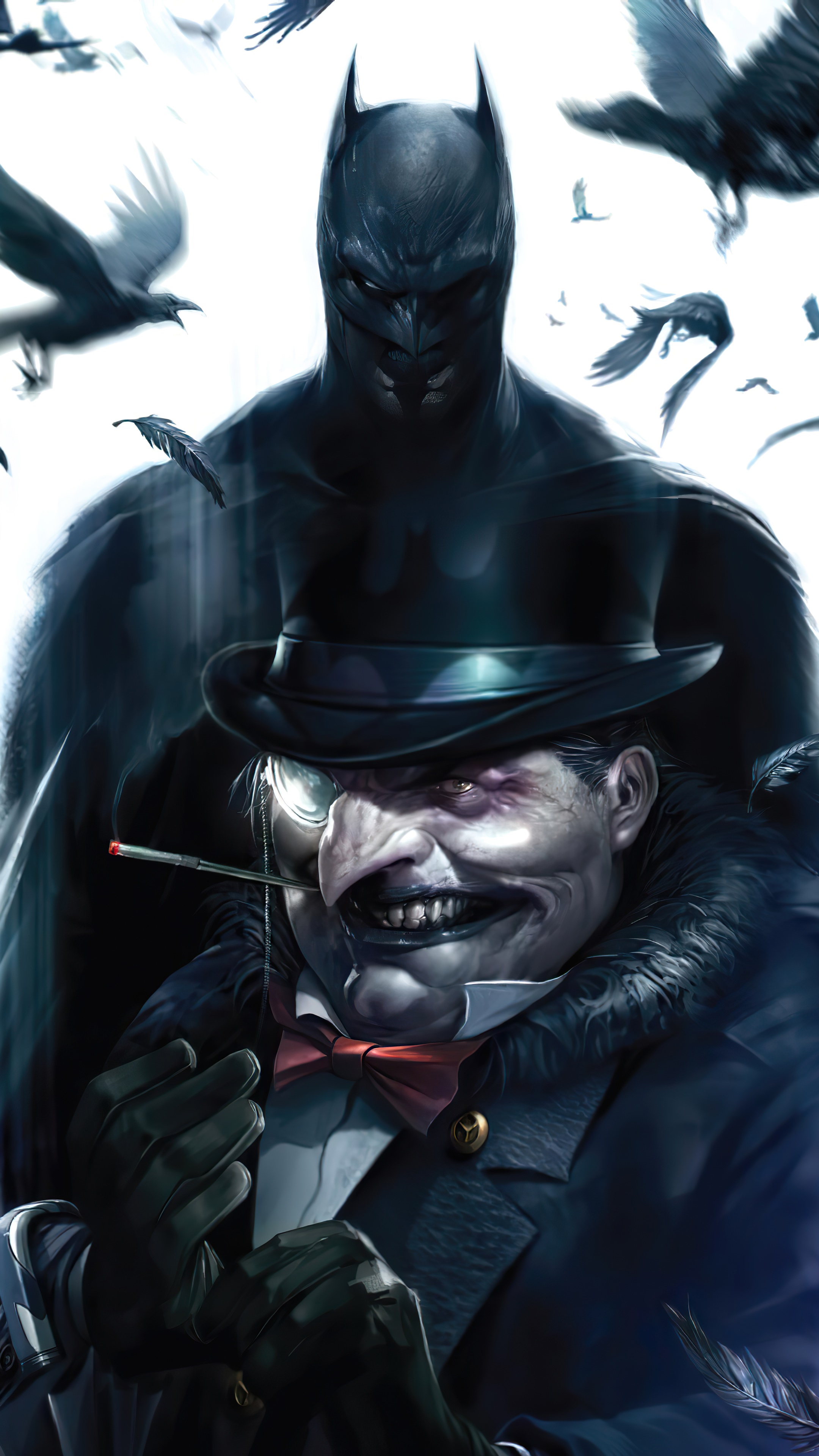 Batman and Penguin artwork 4K HD Phone Wallpaper