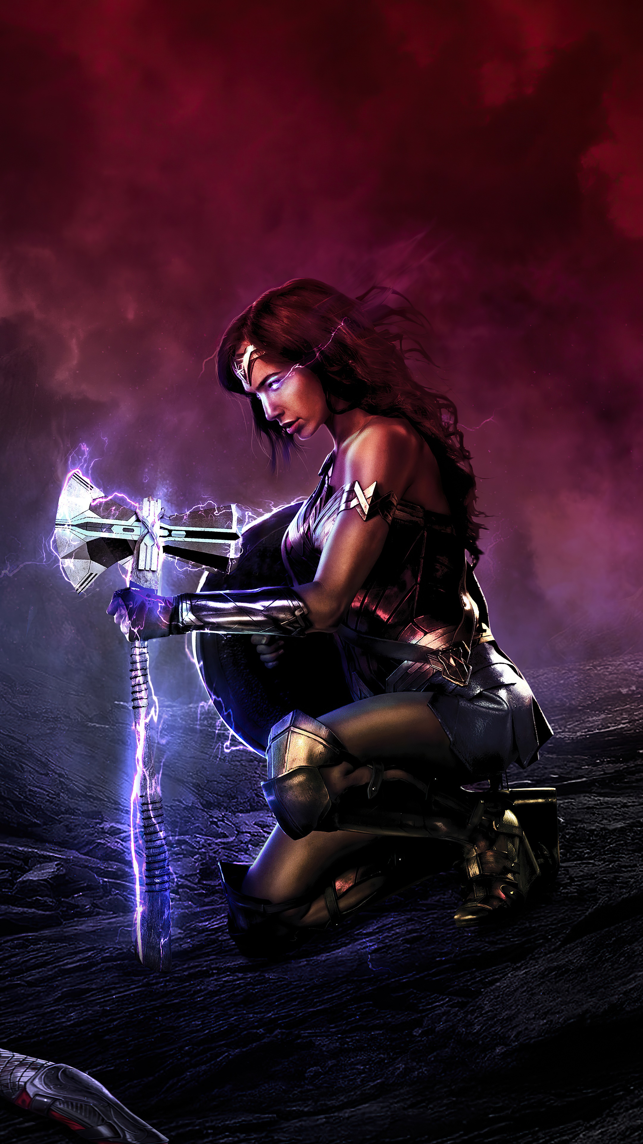 Wonder Woman with Axe and Shield HD Phone Wallpaper