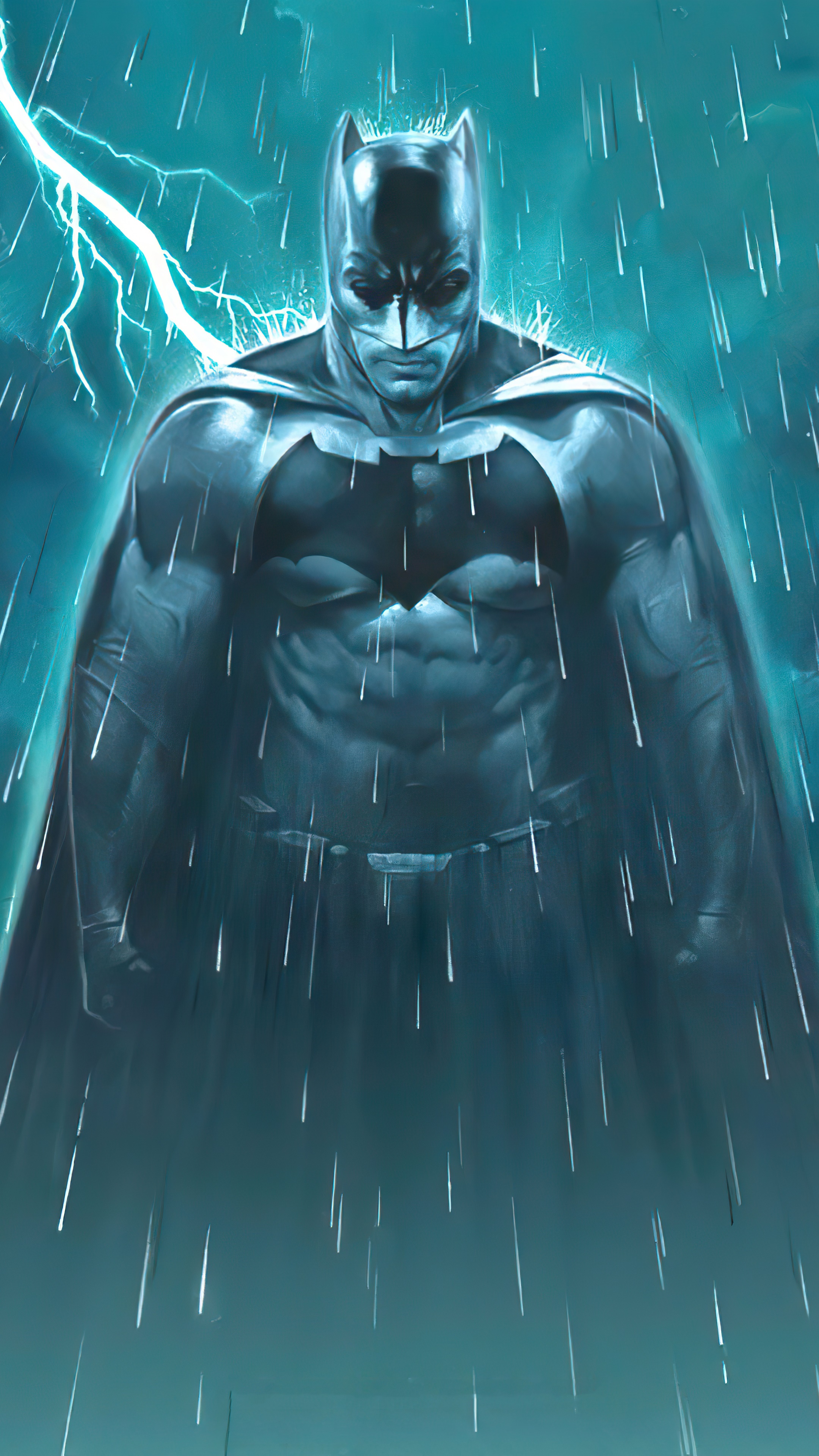 Batman in the rain with lightning HD Phone Wallpaper