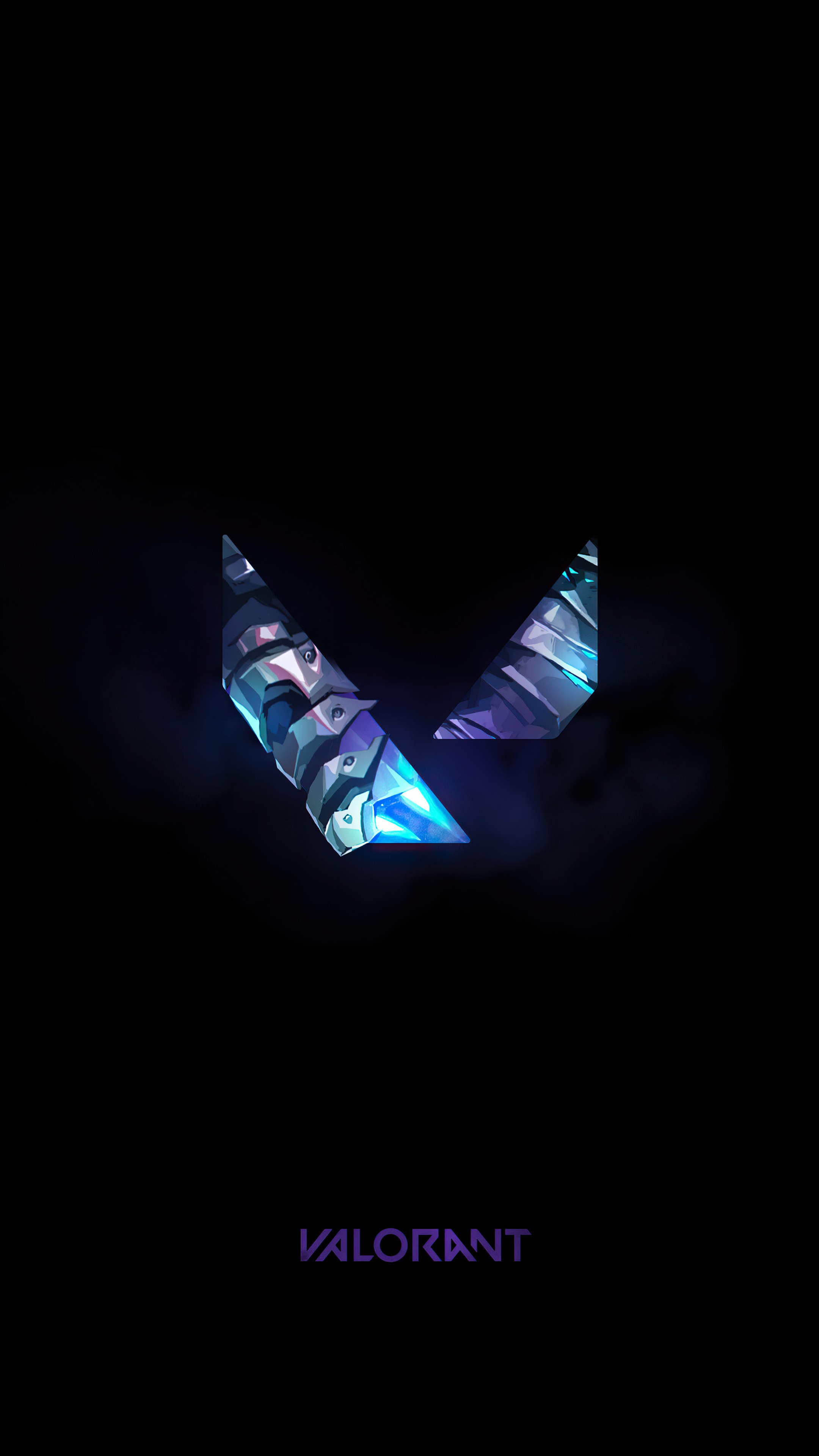 Valorant logo with blue glowing accents HD Phone Wallpaper