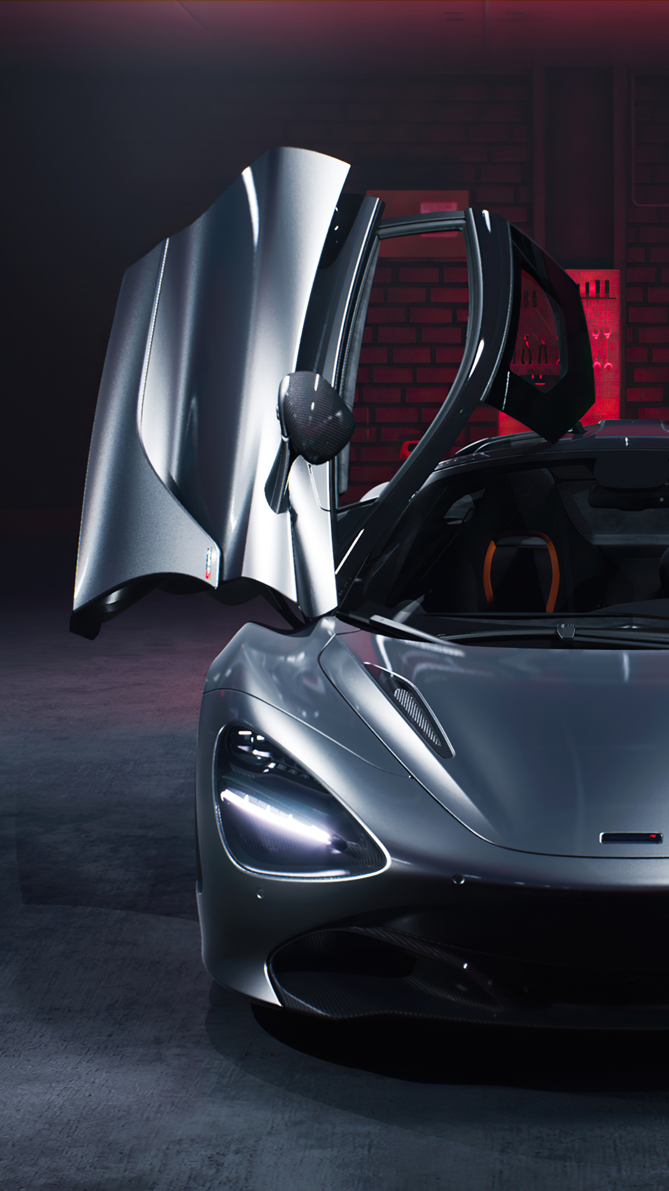 McLaren 720S with doors open HD Phone Wallpaper