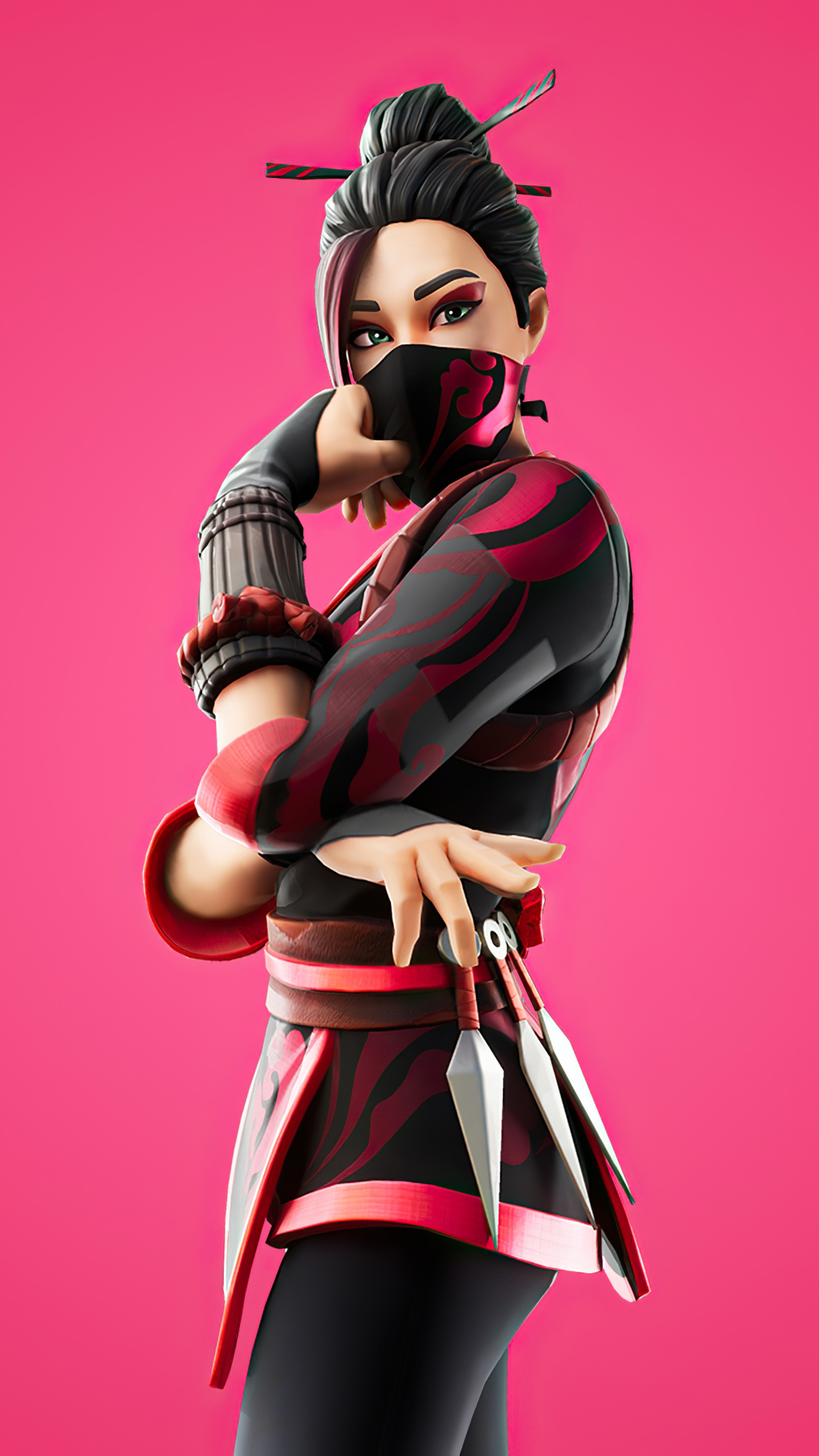Fortnite character with kunai HD Phone Wallpaper
