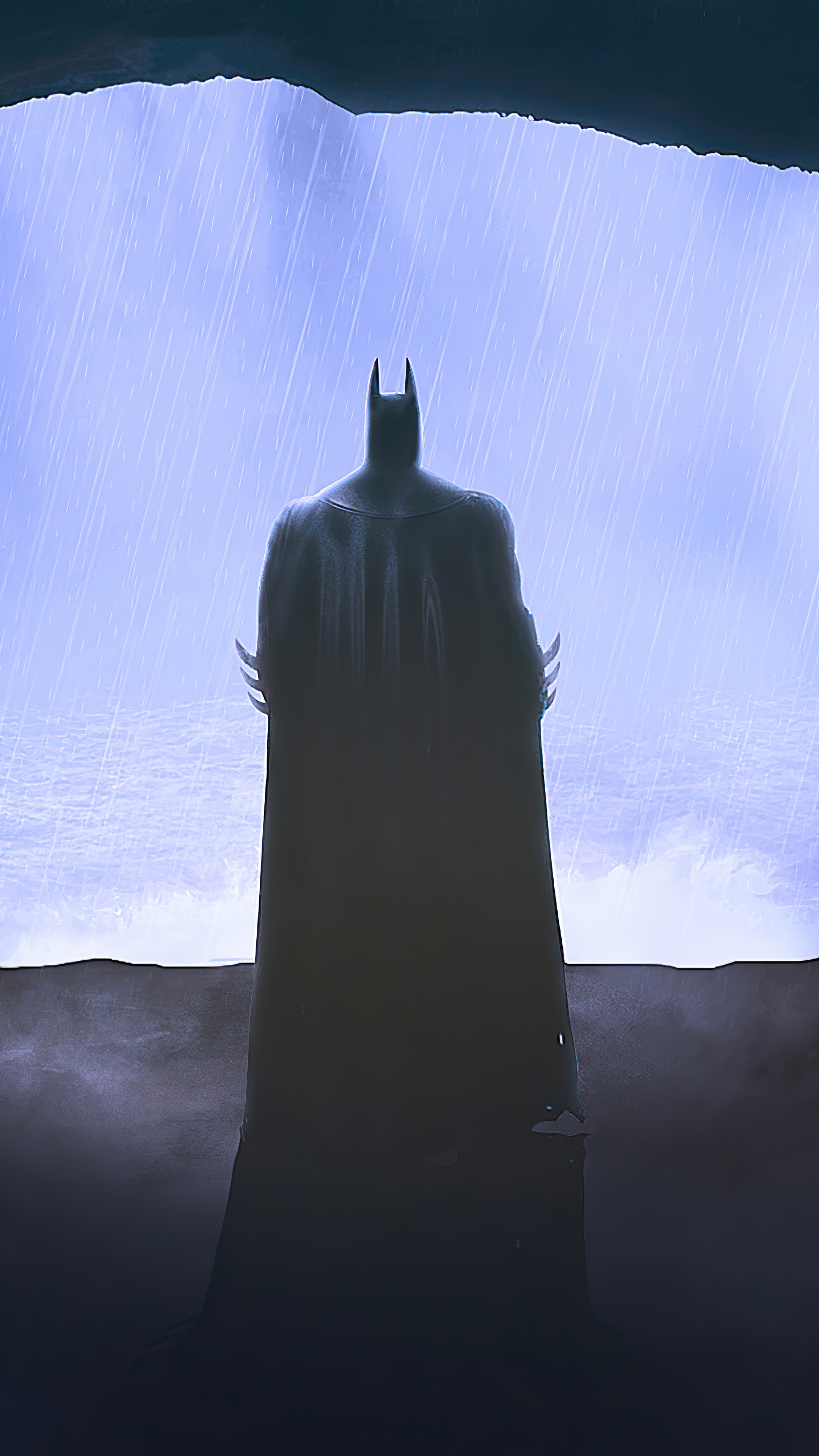 Batman standing in the rain HD Phone Wallpaper