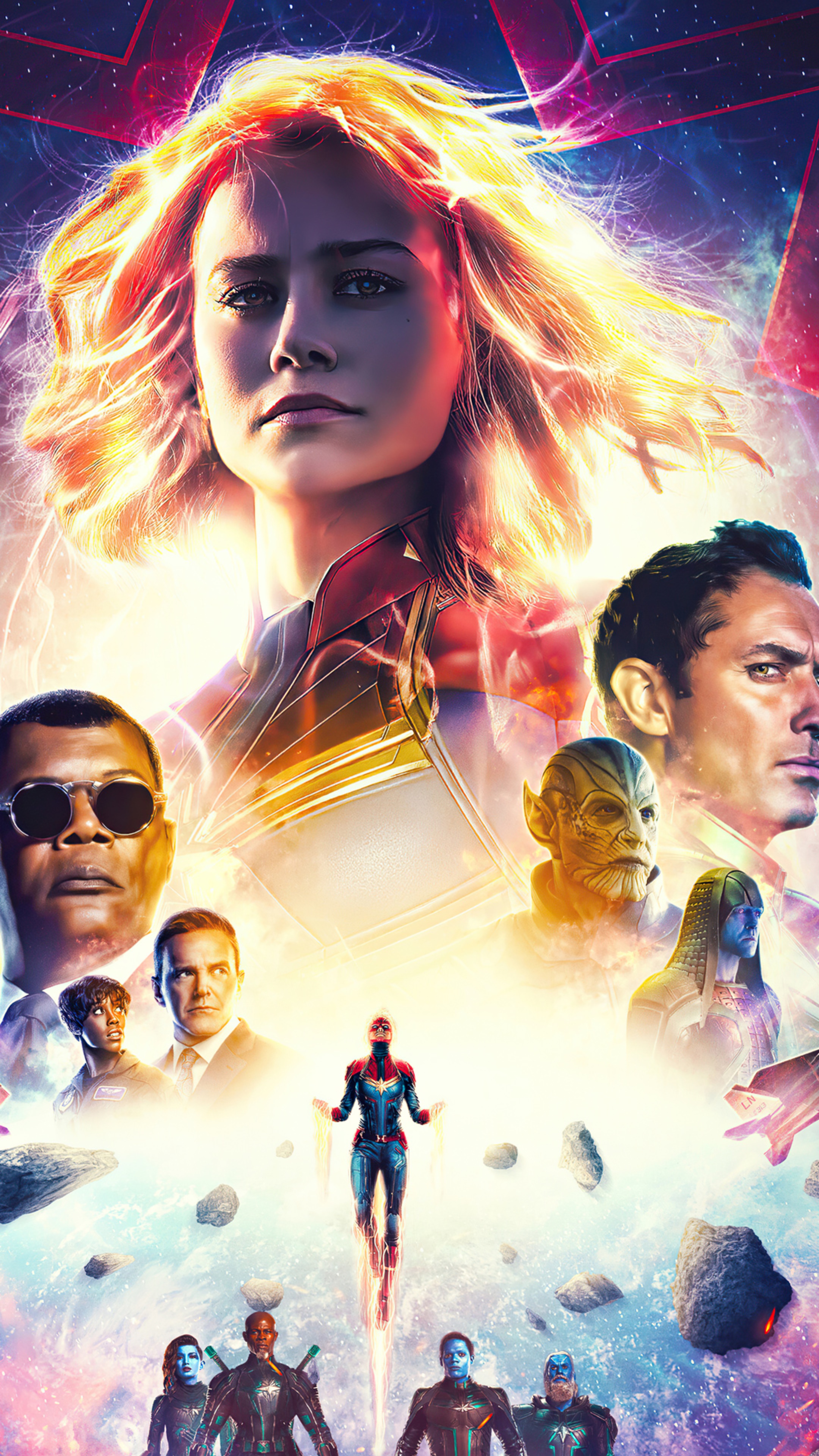 Captain Marvel and Avengers from Marvel Comics HD Phone Wallpaper