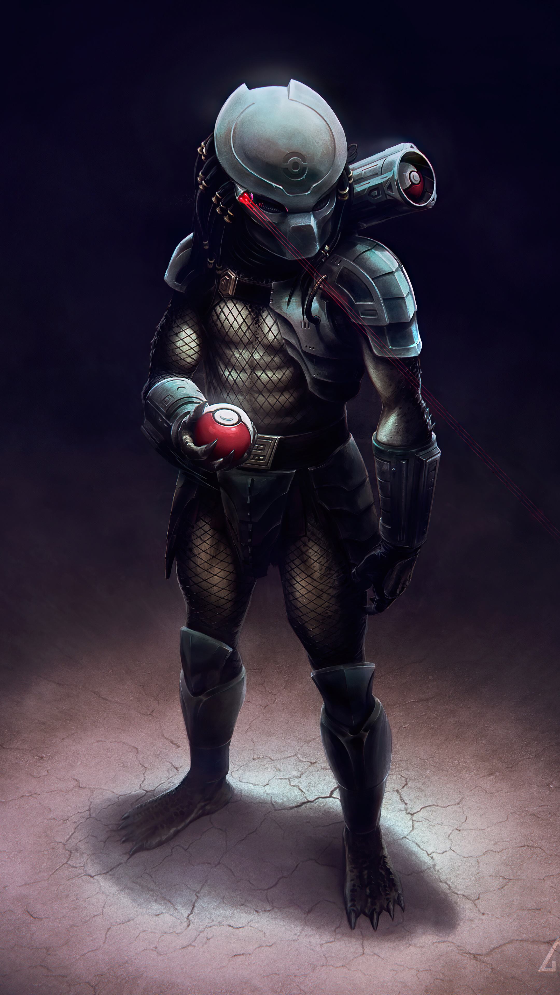 Predator holding a Pokeball HD Phone Wallpaper