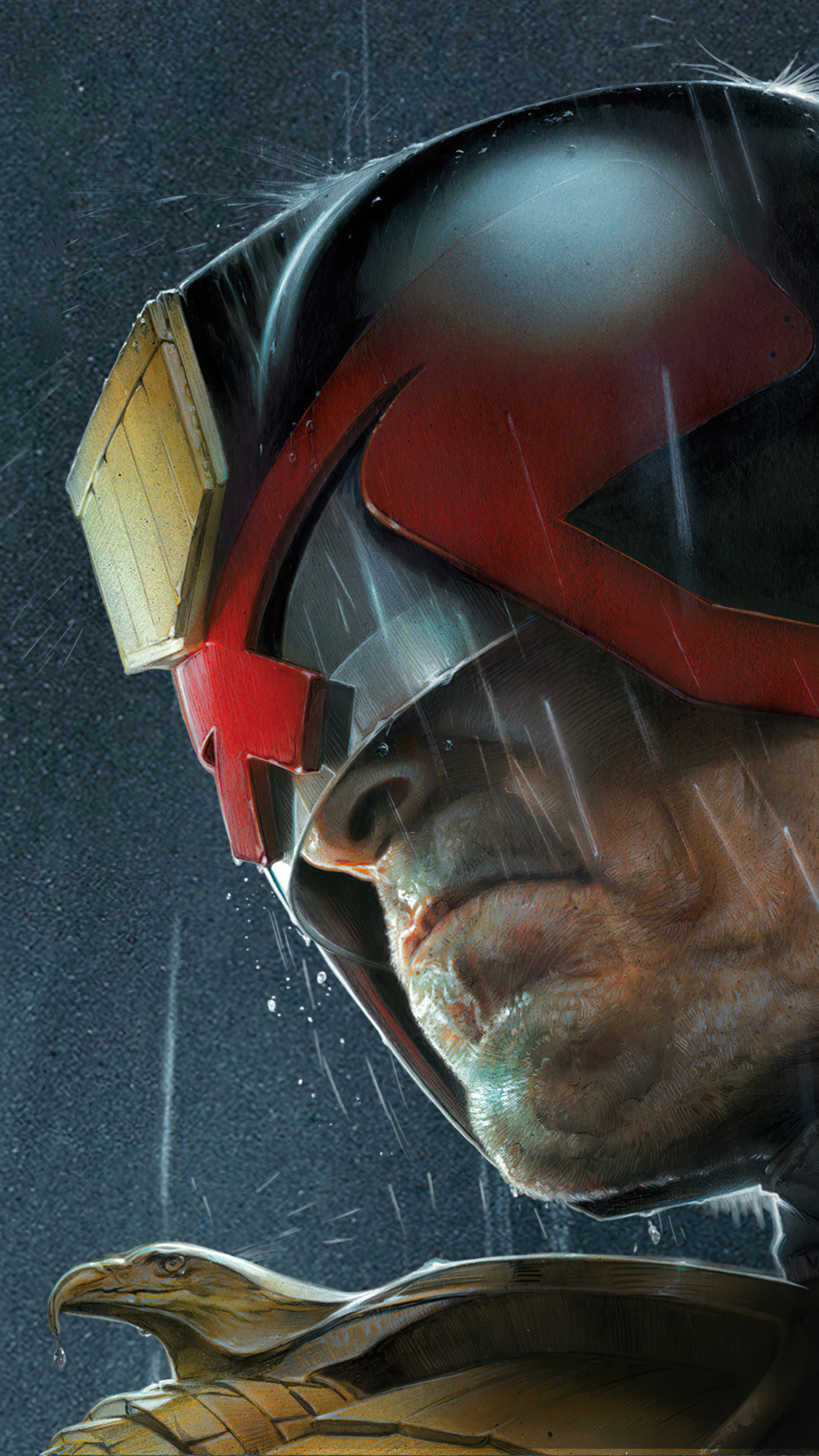 Judge Dredd in the rain HD Phone Wallpaper