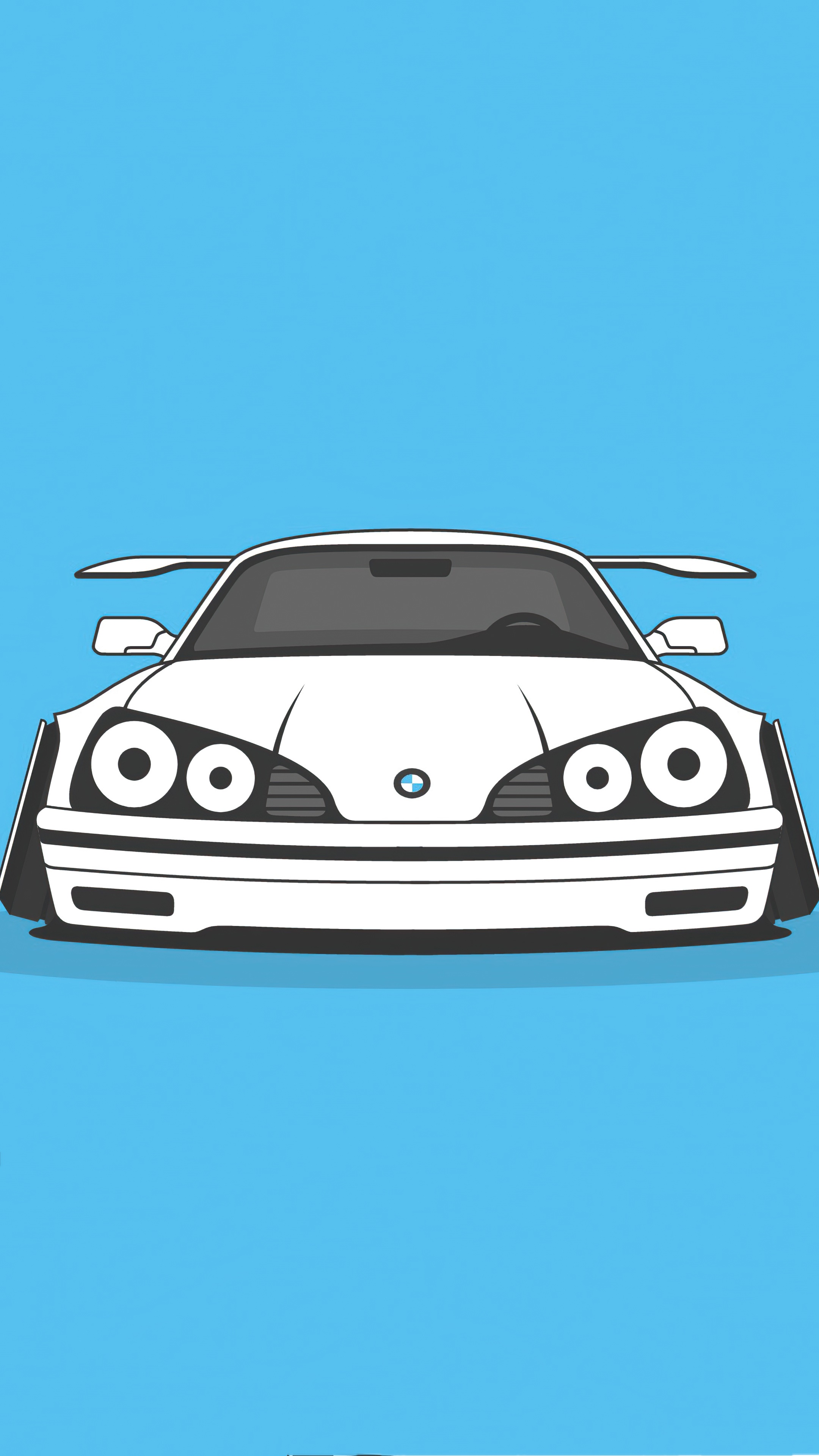 White BMW car illustration HD Phone Wallpaper