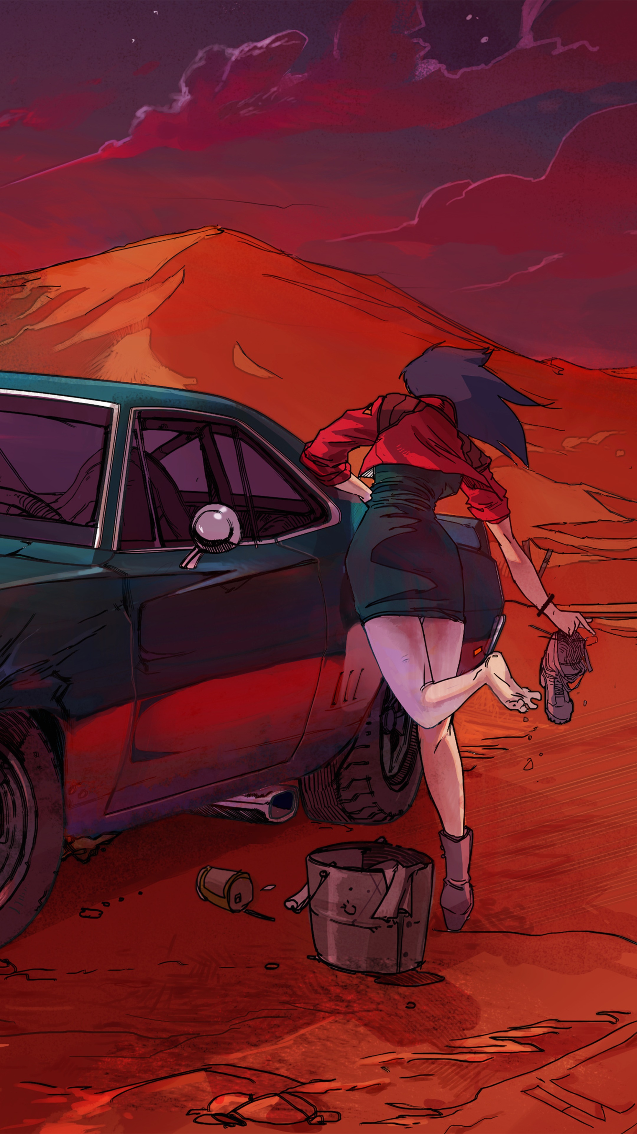 Asuka Langley Soryu from Neon Genesis Evangelion in desert HD Phone Wallpaper