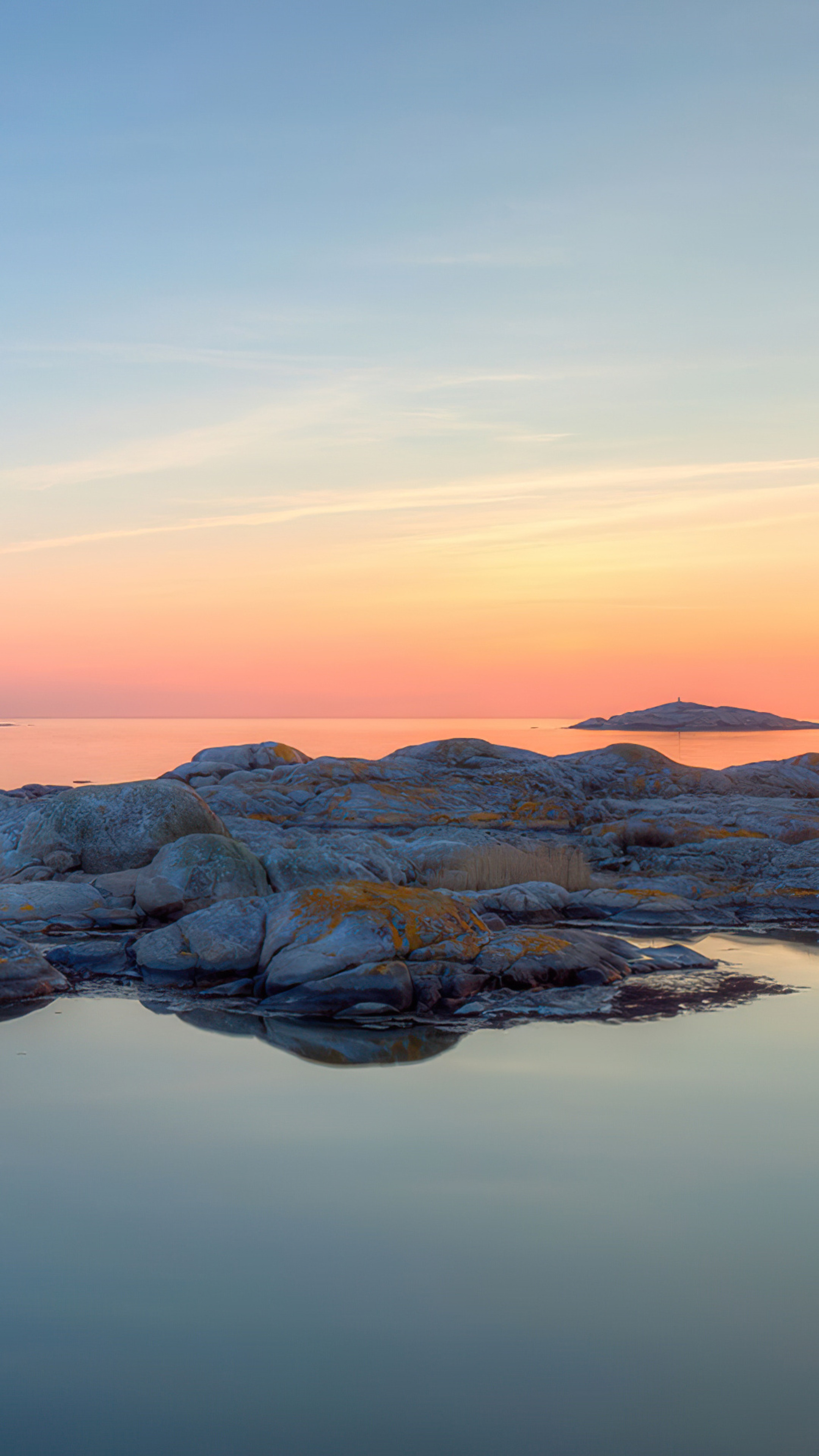 Rocky coastline at sunset 4K HD Phone Wallpaper