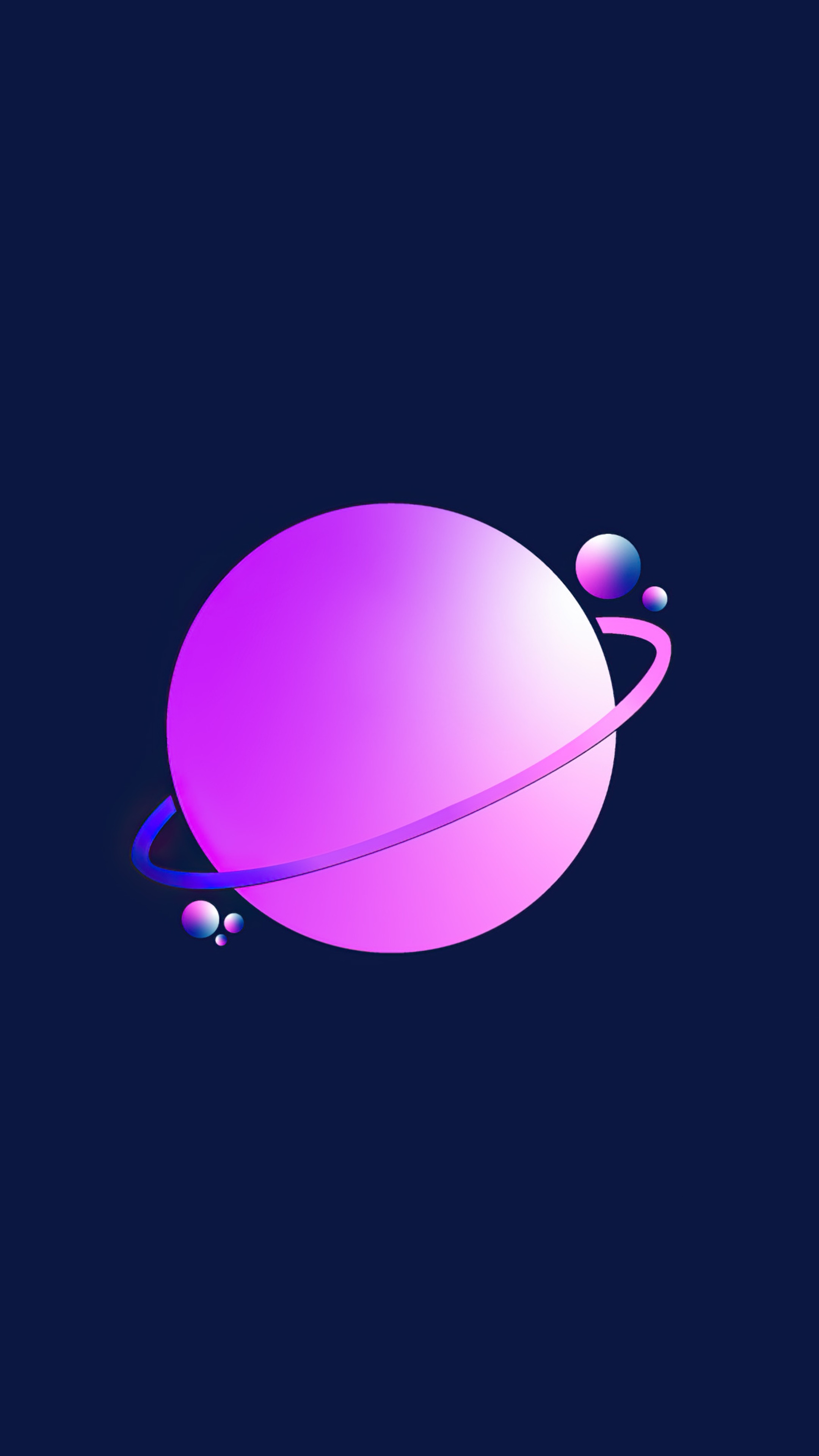 Digital art planet with rings and moons HD Phone Wallpaper