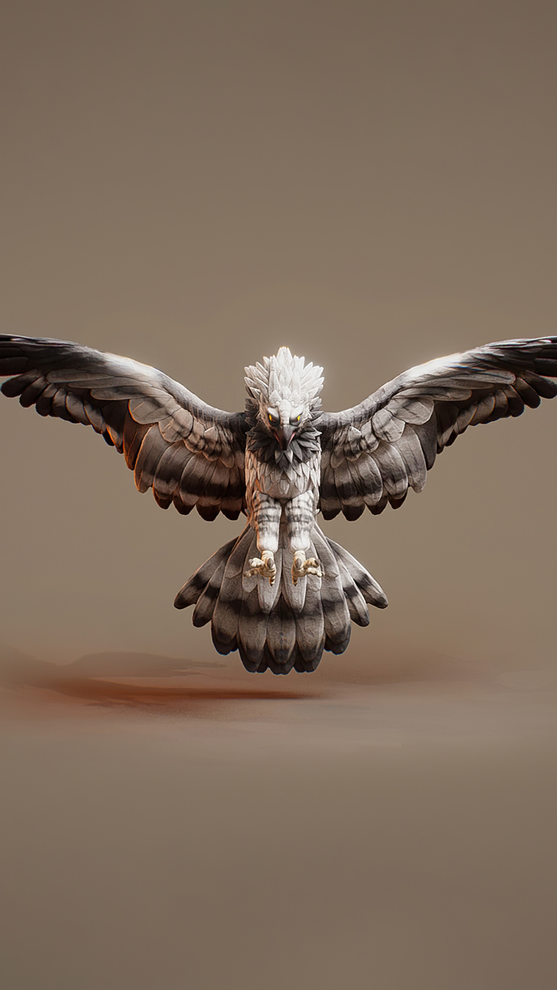 3D artwork of a majestic eagle in flight HD Phone Wallpaper