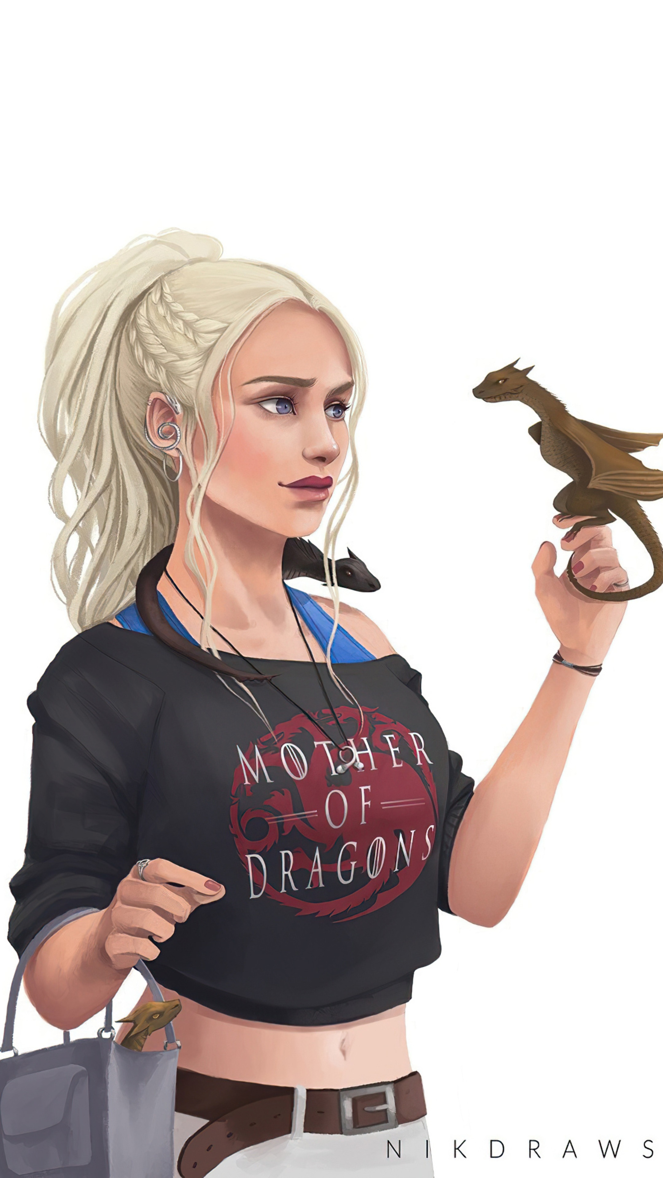 Daenerys Targaryen from Game of Thrones with Dragons HD Phone Wallpaper