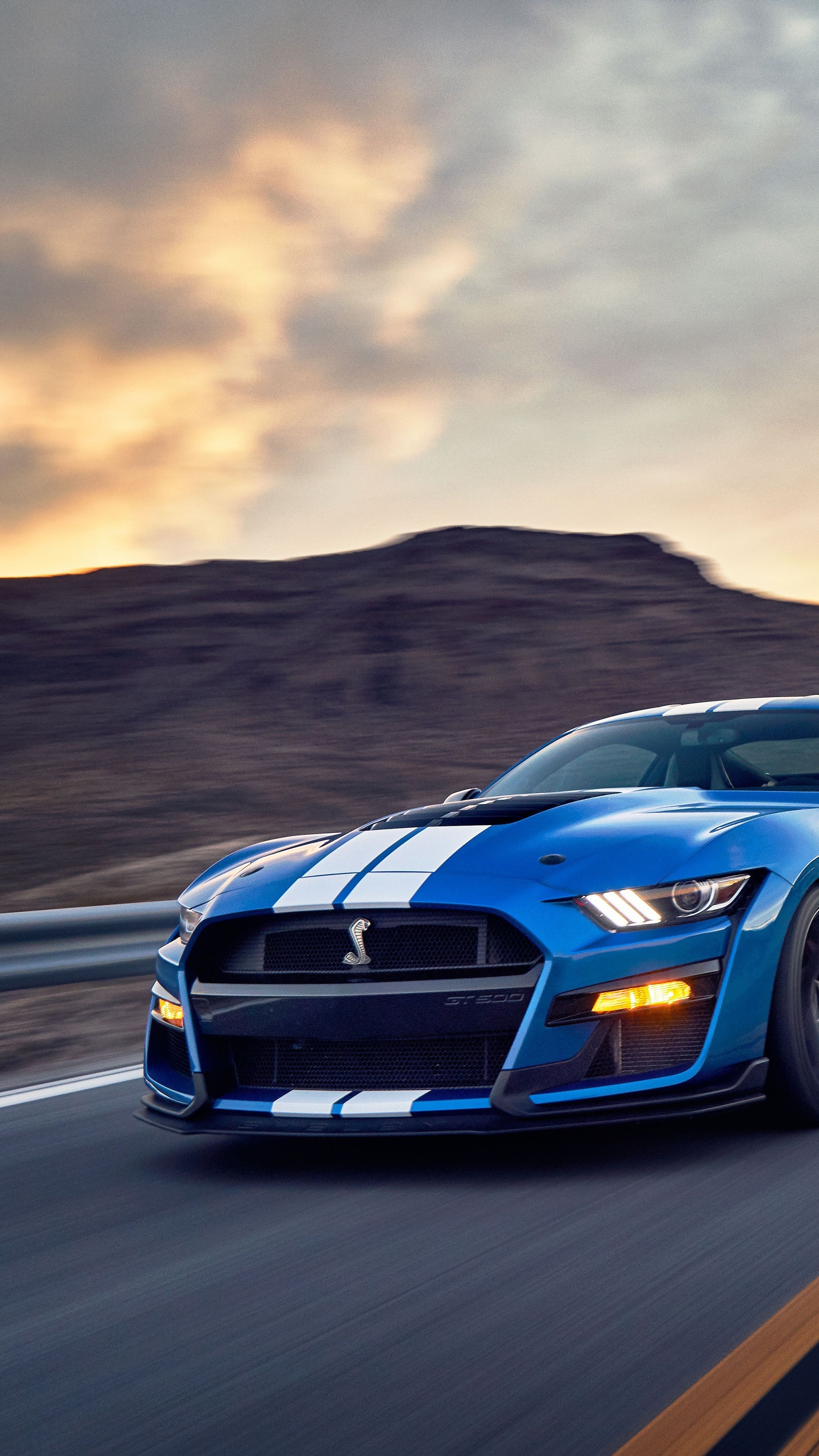 Blue Ford Mustang Shelby GT500 4K HD Phone Wallpaper