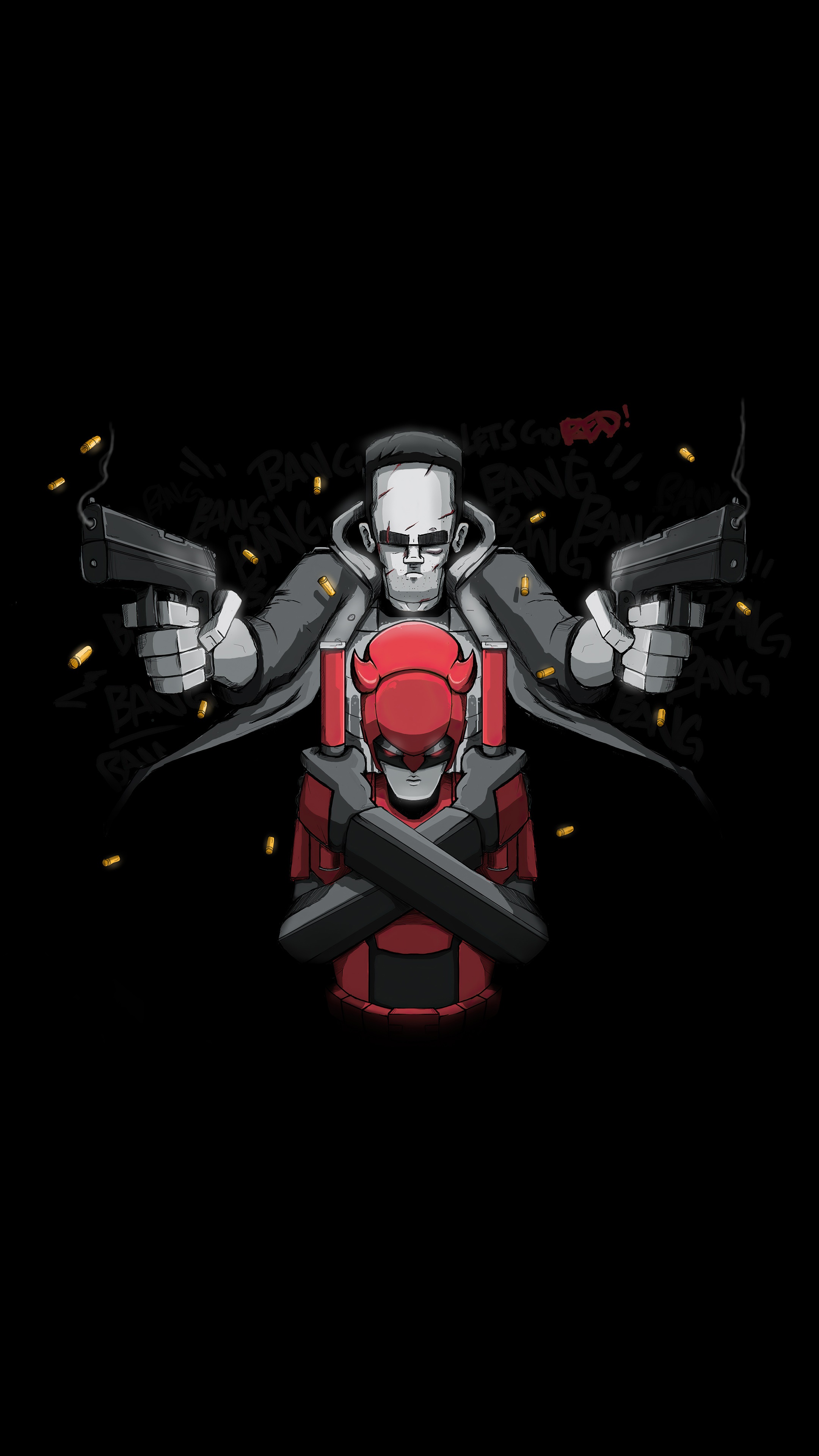 Daredevil and Punisher artwork with guns HD Phone Wallpaper