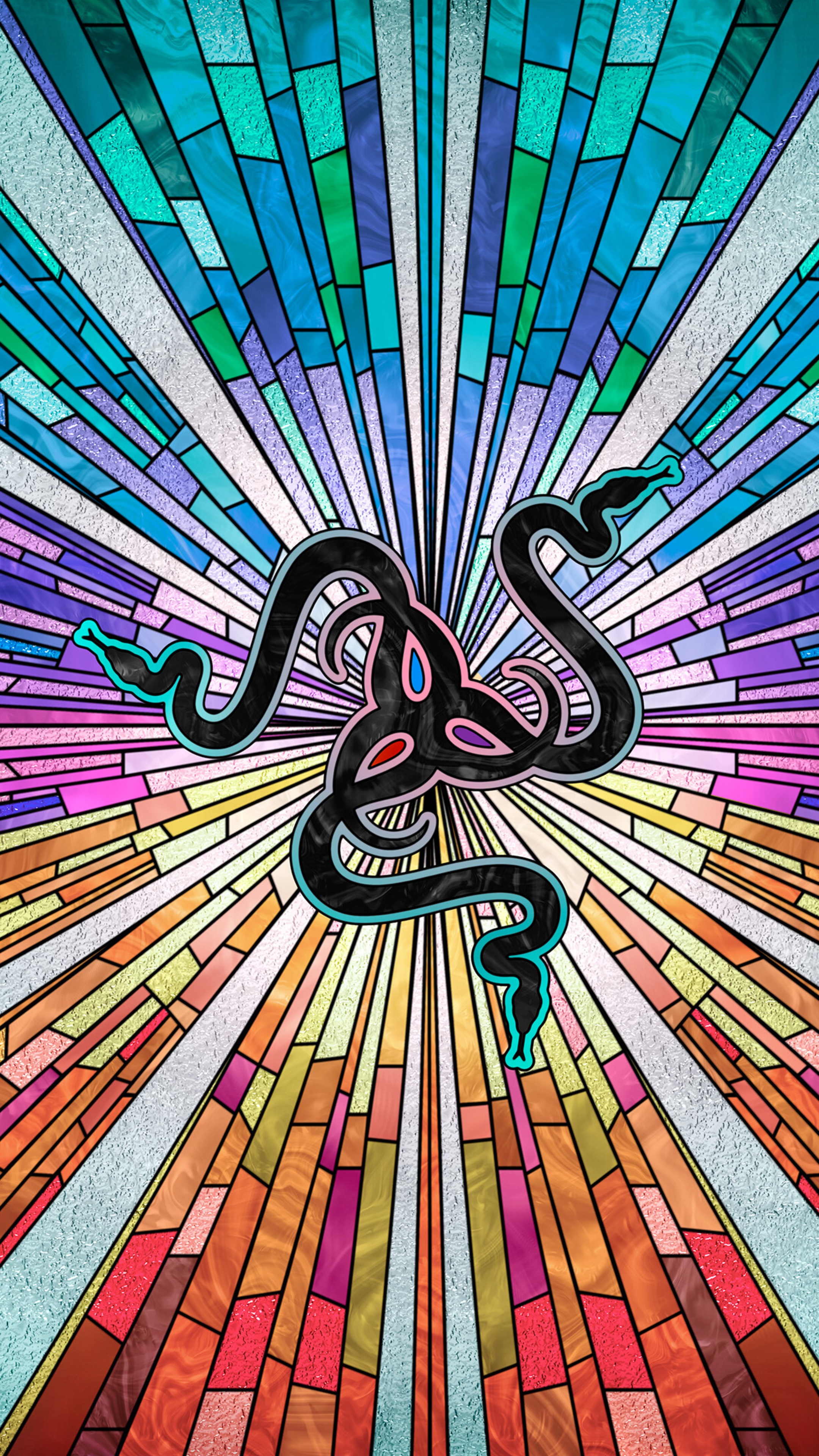 Razer Logo Stained Glass Abstract 4K HD Phone Wallpaper