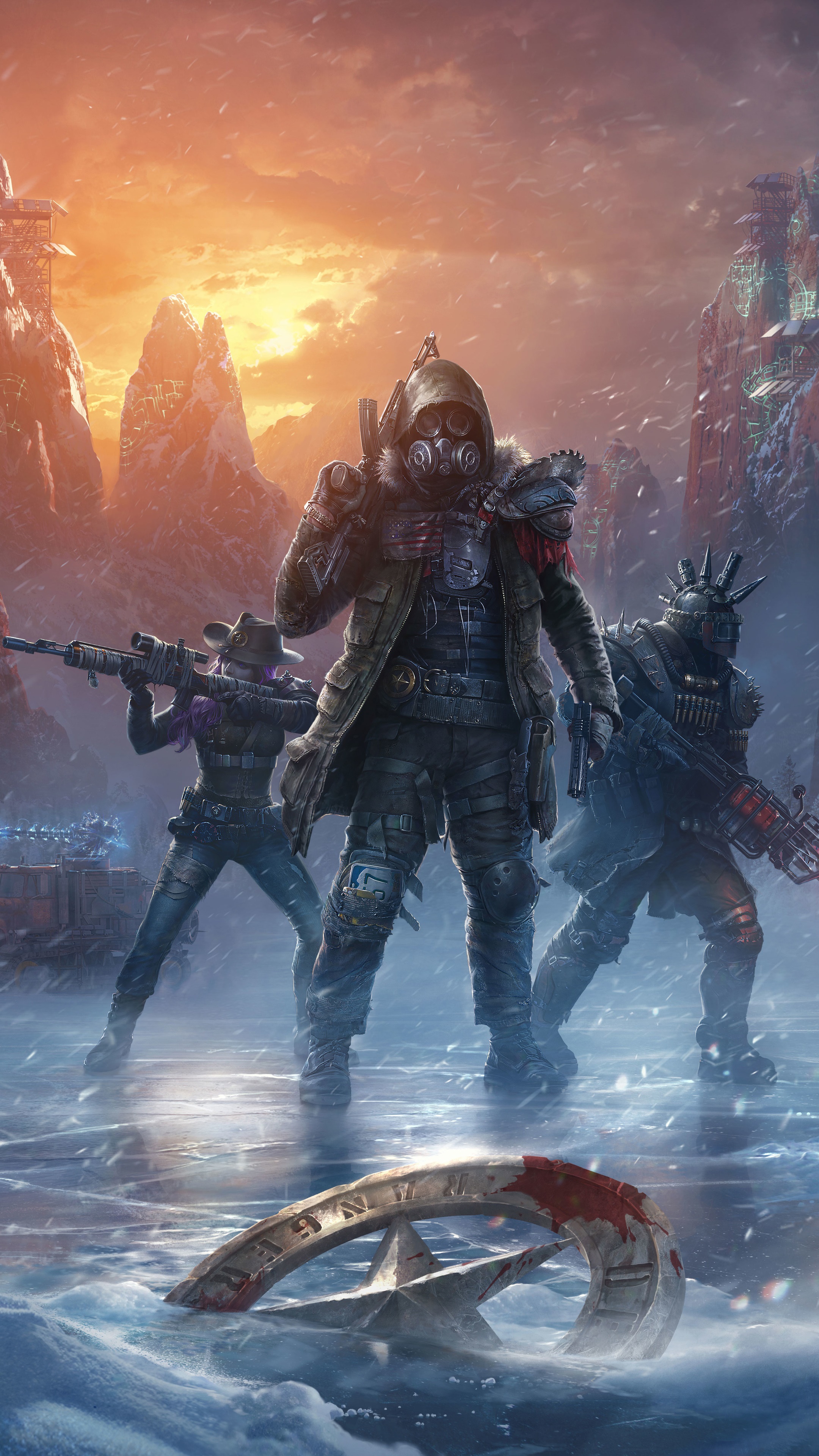 Wasteland 3 characters in a snowy landscape HD Phone Wallpaper