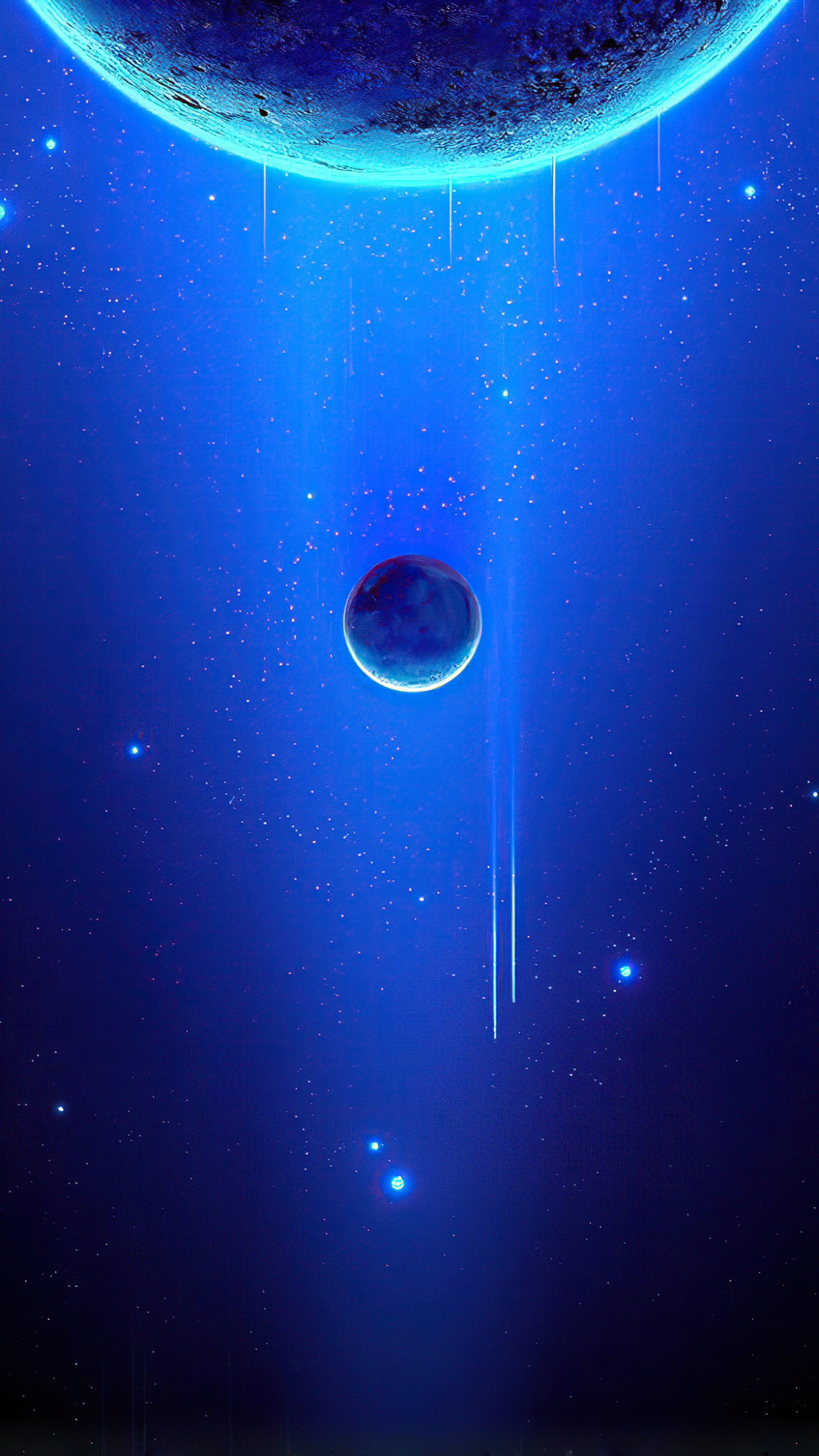 Digital art of planets and stars in space HD Phone Wallpaper