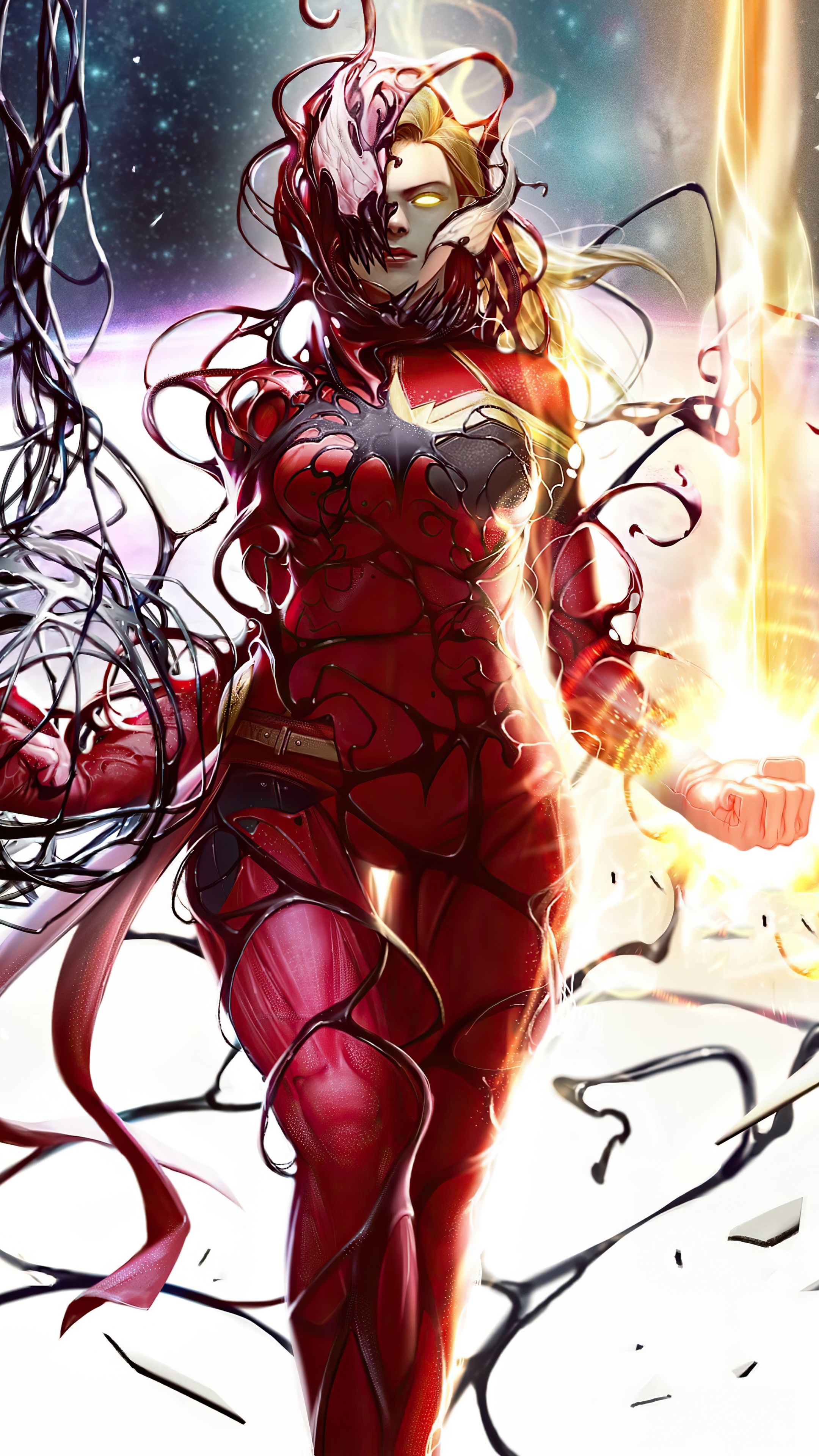 Captain Marvel artwork 4K HD Phone Wallpaper