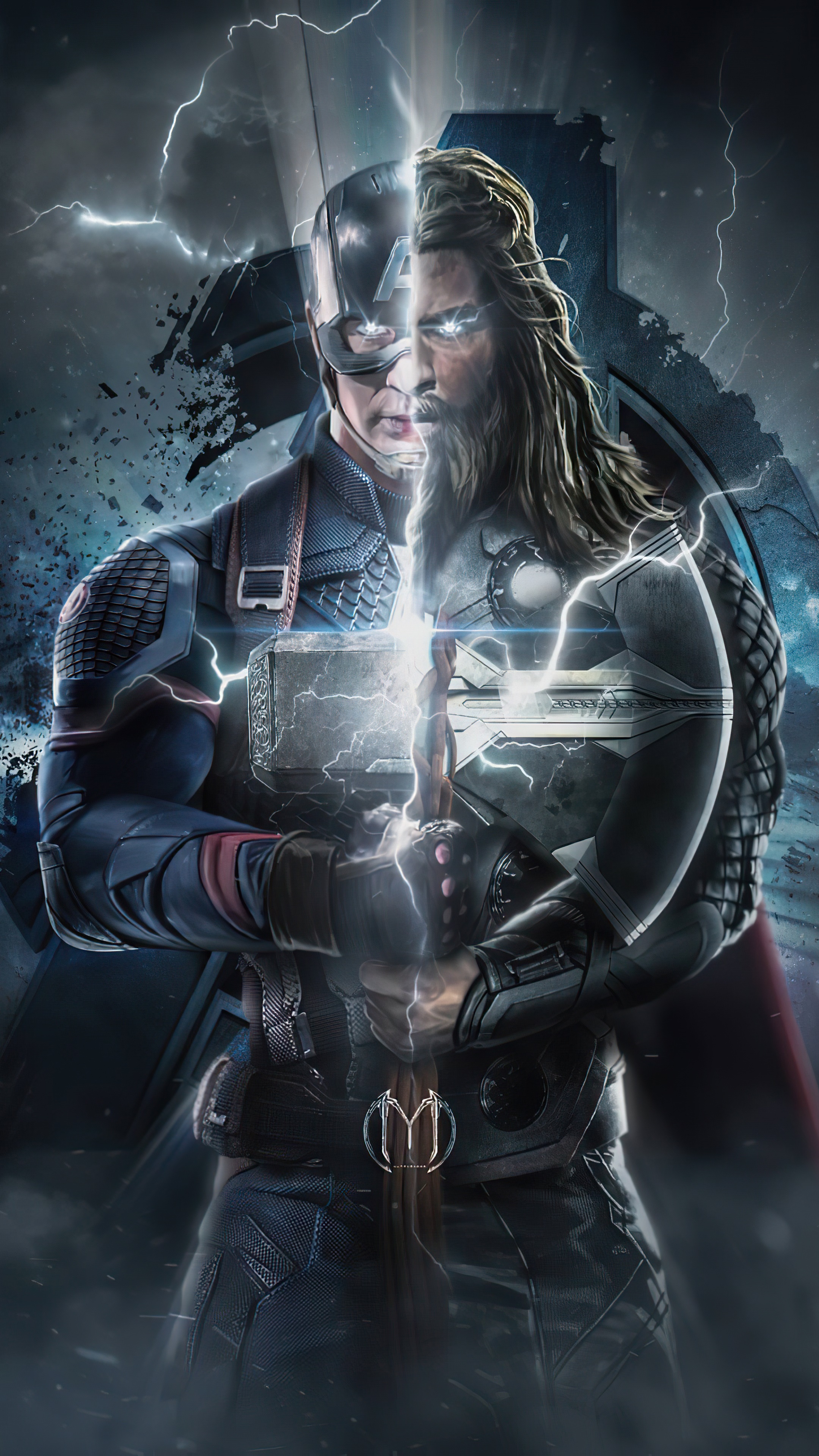 Captain America and Thor artwork 4K HD Phone Wallpaper