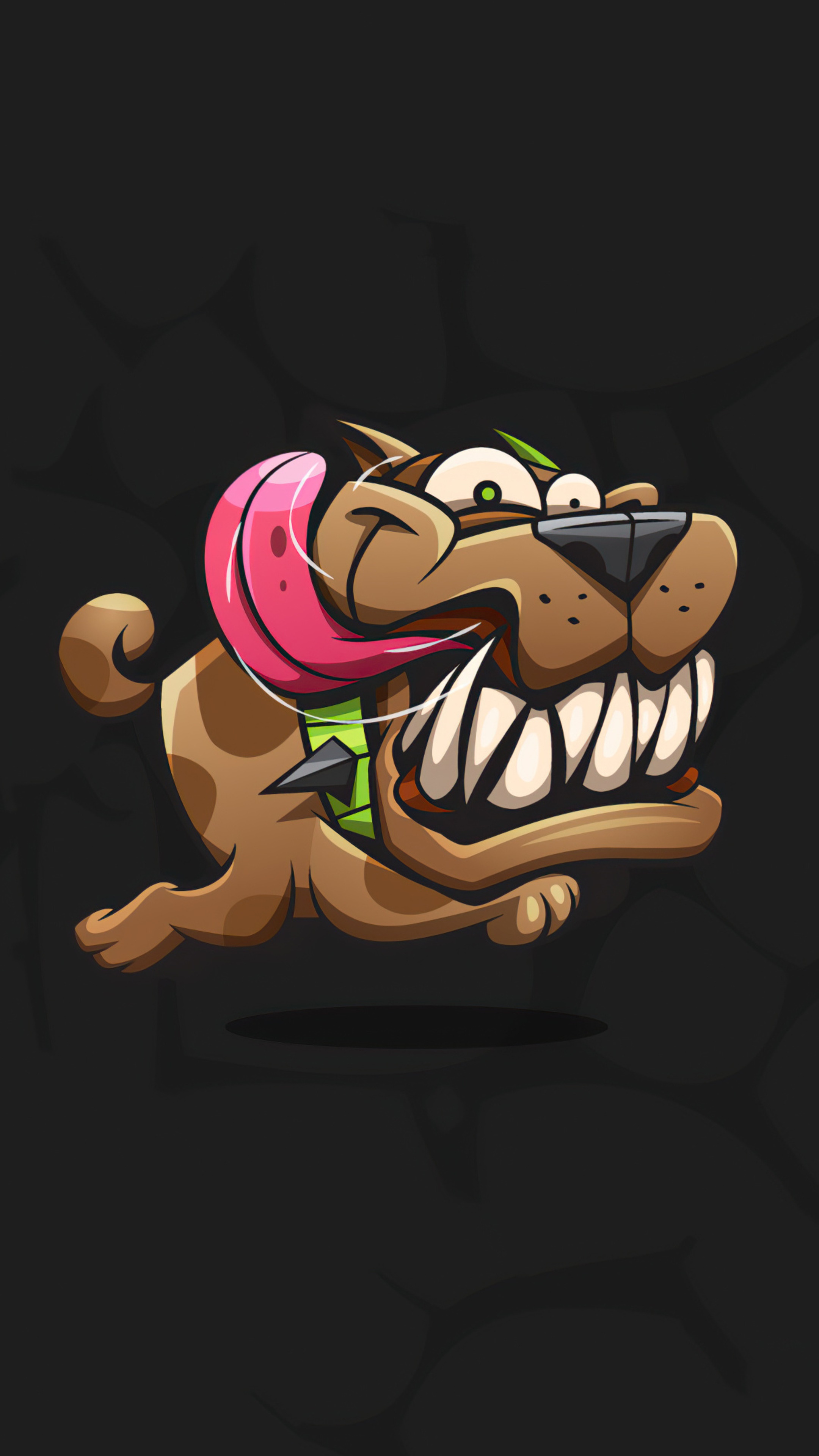 Cartoon dog with large teeth and tongue HD Phone Wallpaper