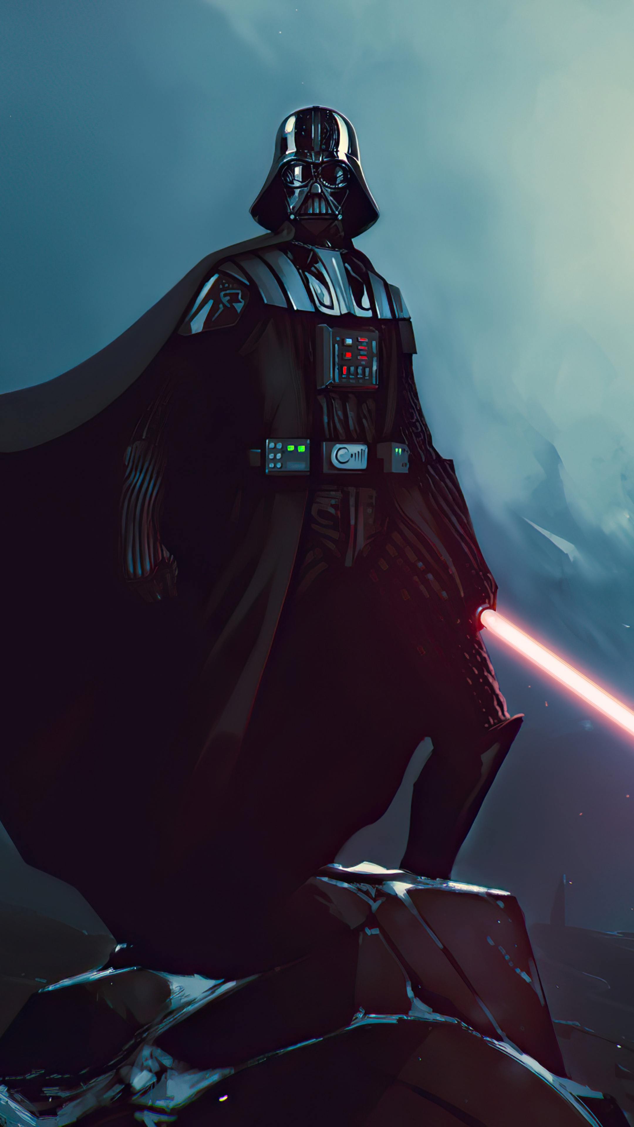 Darth Vader from Star Wars with Lightsaber HD Phone Wallpaper
