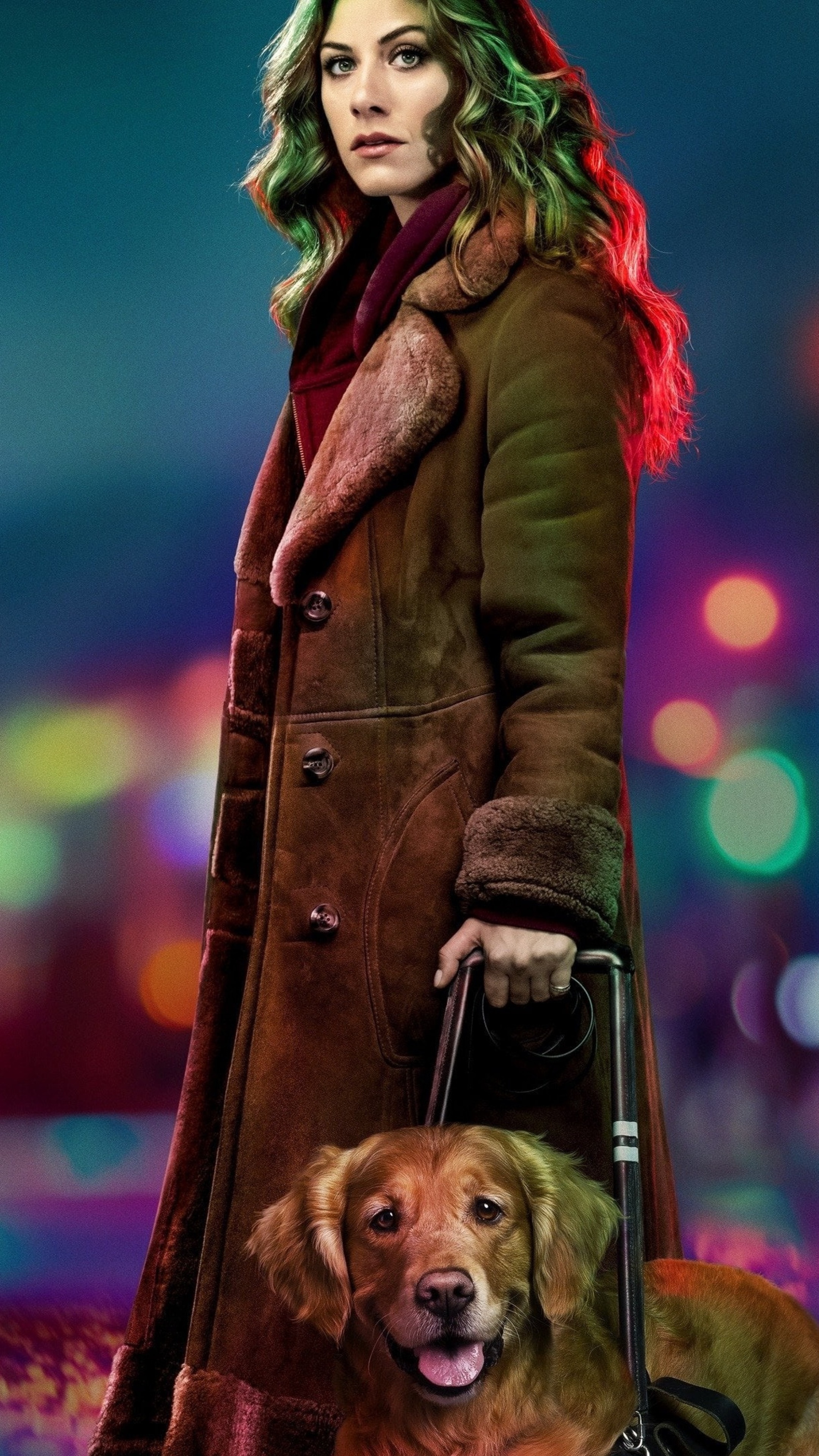 Woman with dog in the dark HD Phone Wallpaper