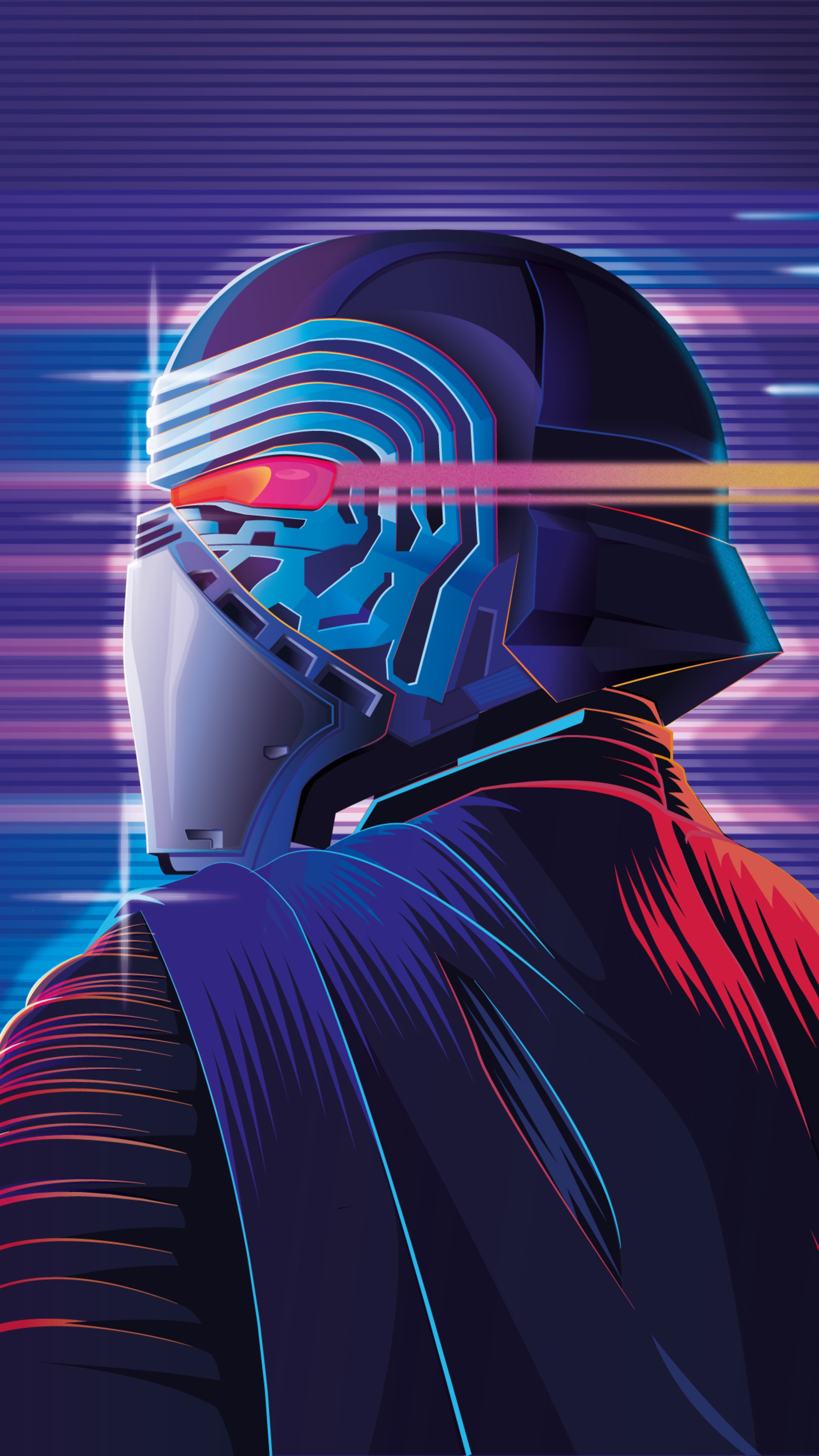 Kylo Ren from Star Wars Synthwave Artwork HD Phone Wallpaper