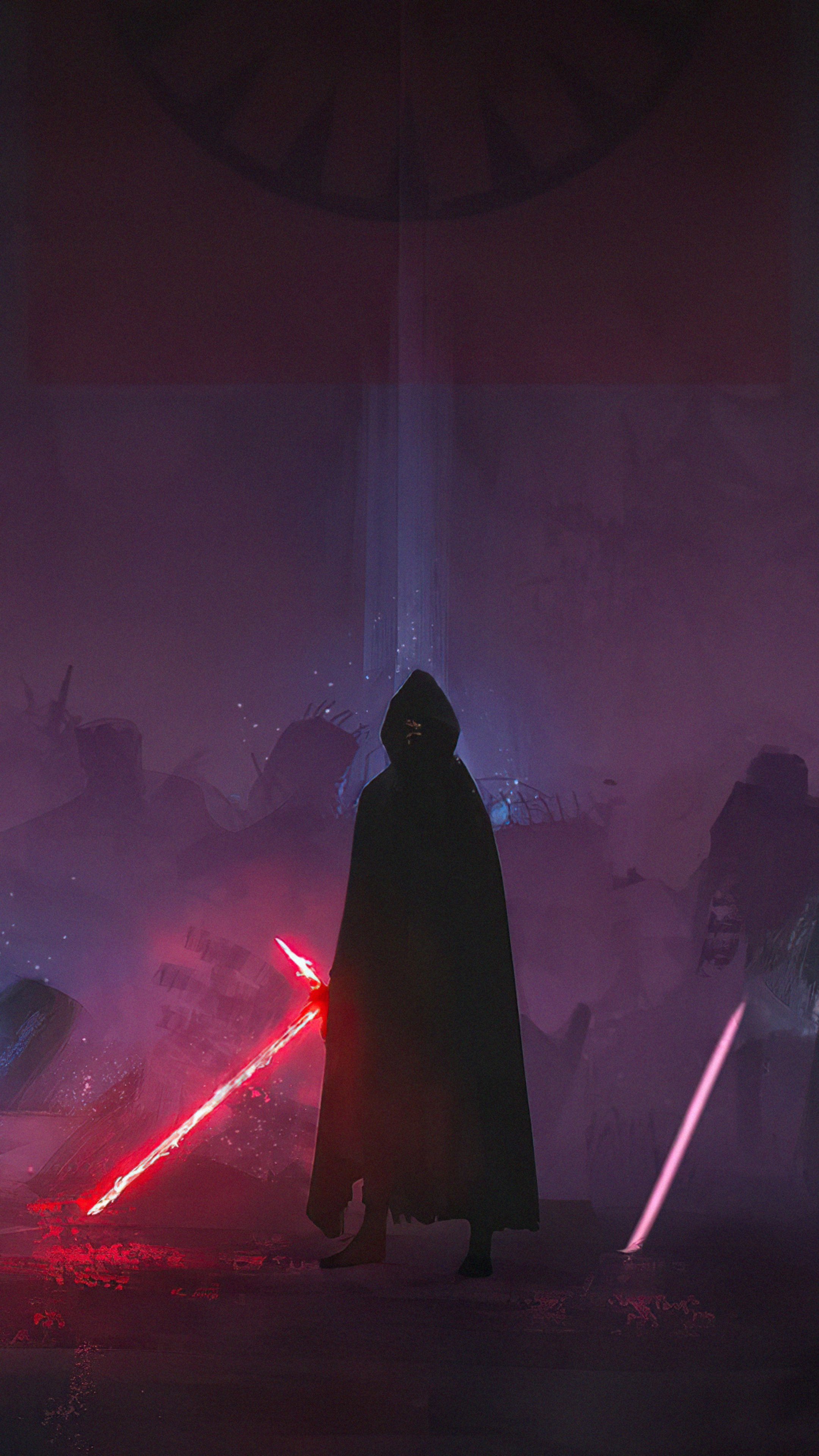 Kylo Ren from Star Wars with red lightsaber HD Phone Wallpaper