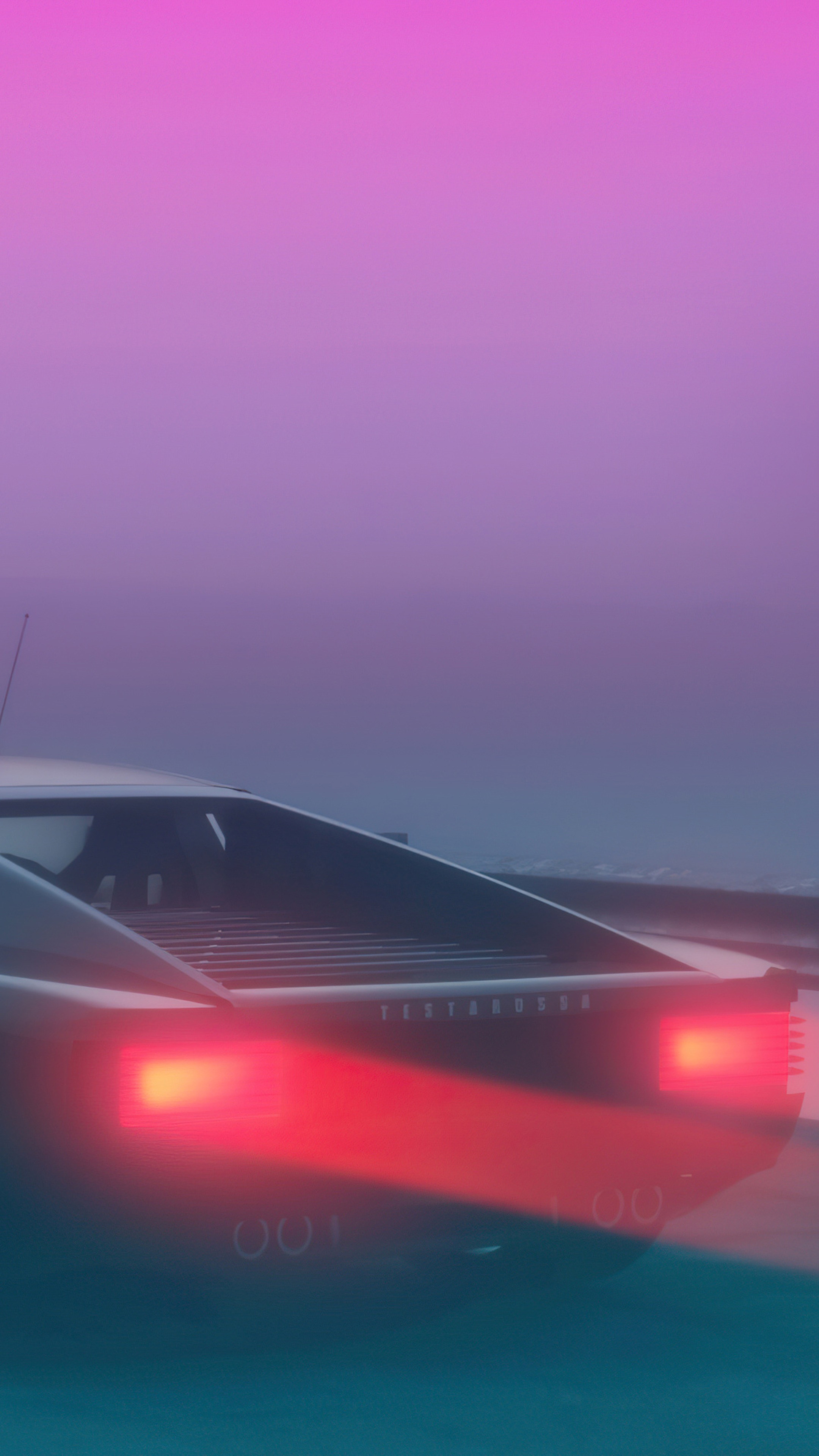 Ferrari Testarossa artwork with synthwave aesthetic HD Phone Wallpaper