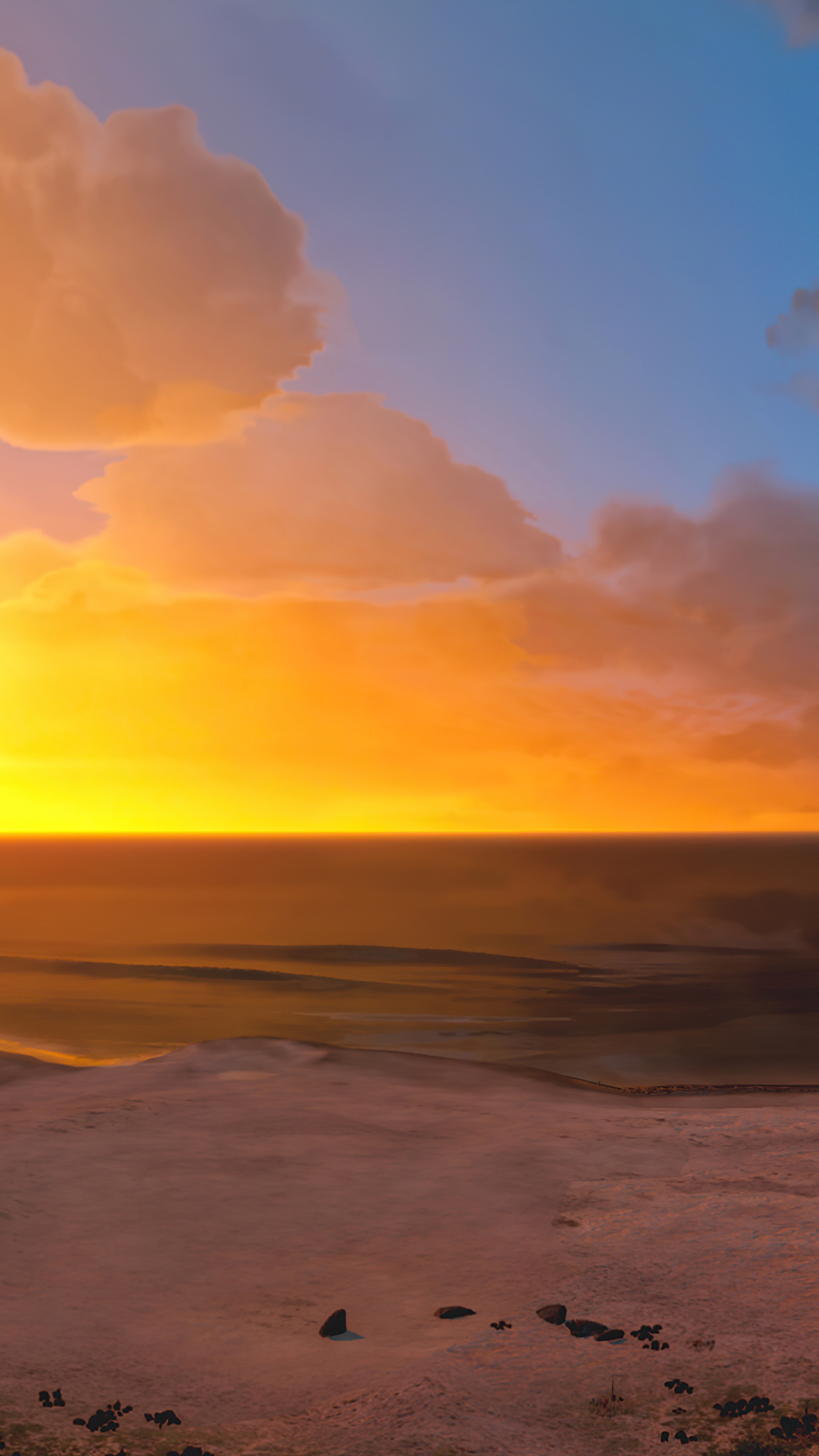 Sunset over the ocean with clouds HD Phone Wallpaper