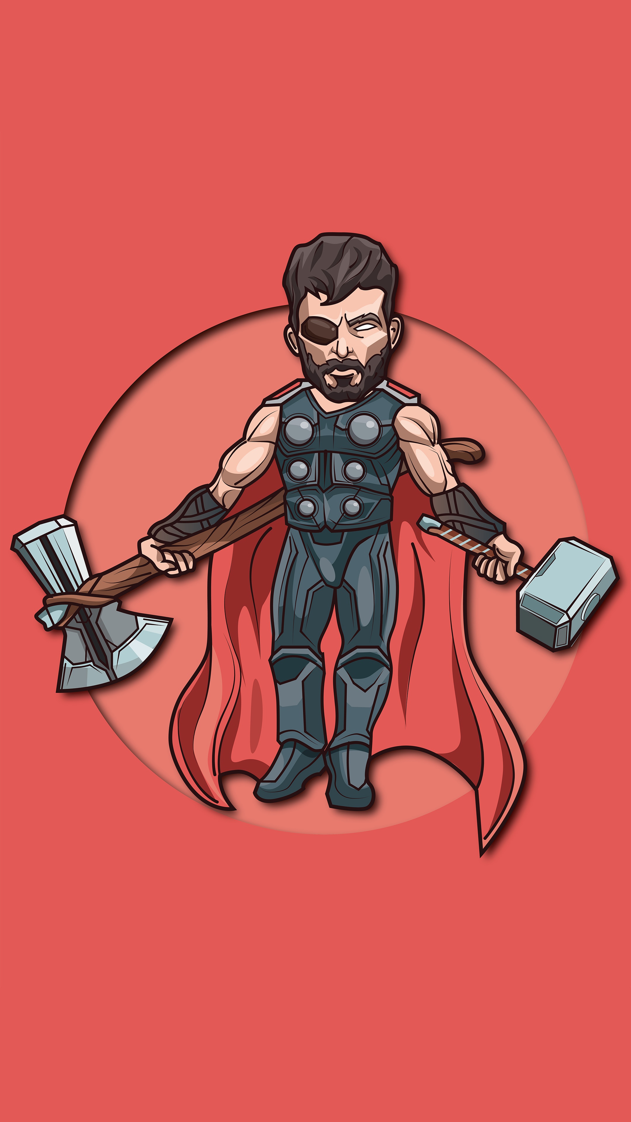 Thor with Mjolnir and Stormbreaker HD Phone Wallpaper