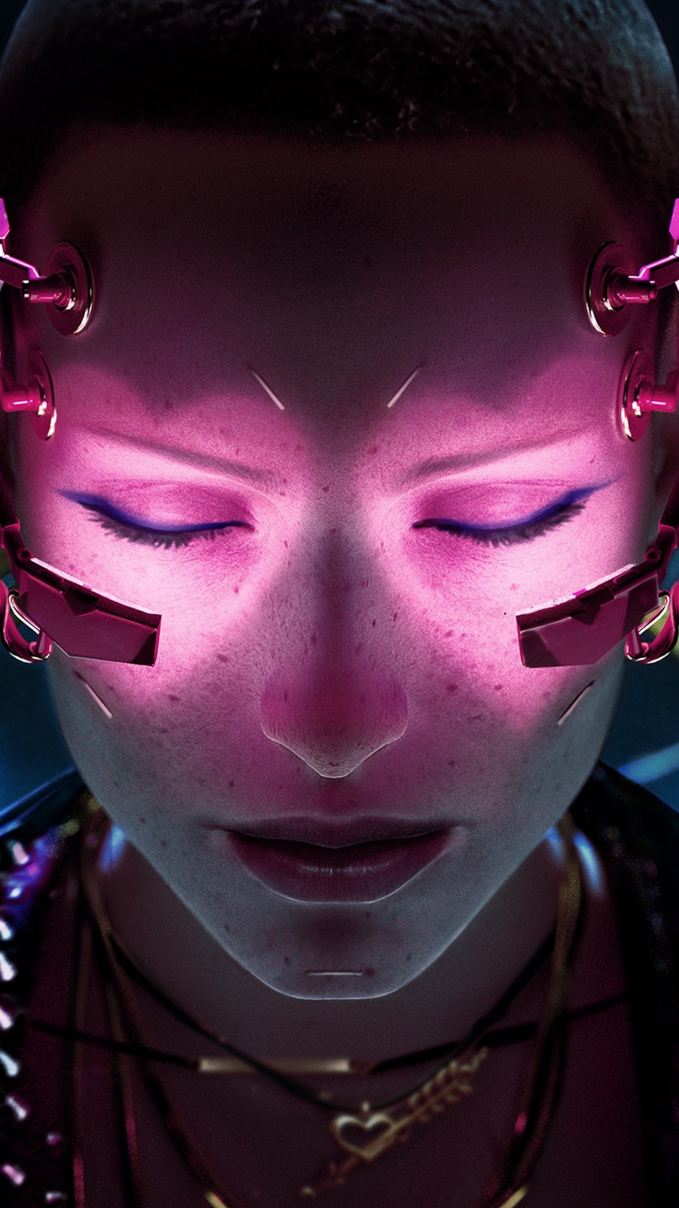 Cyberpunk 2077 character with cybernetic implants HD Phone Wallpaper