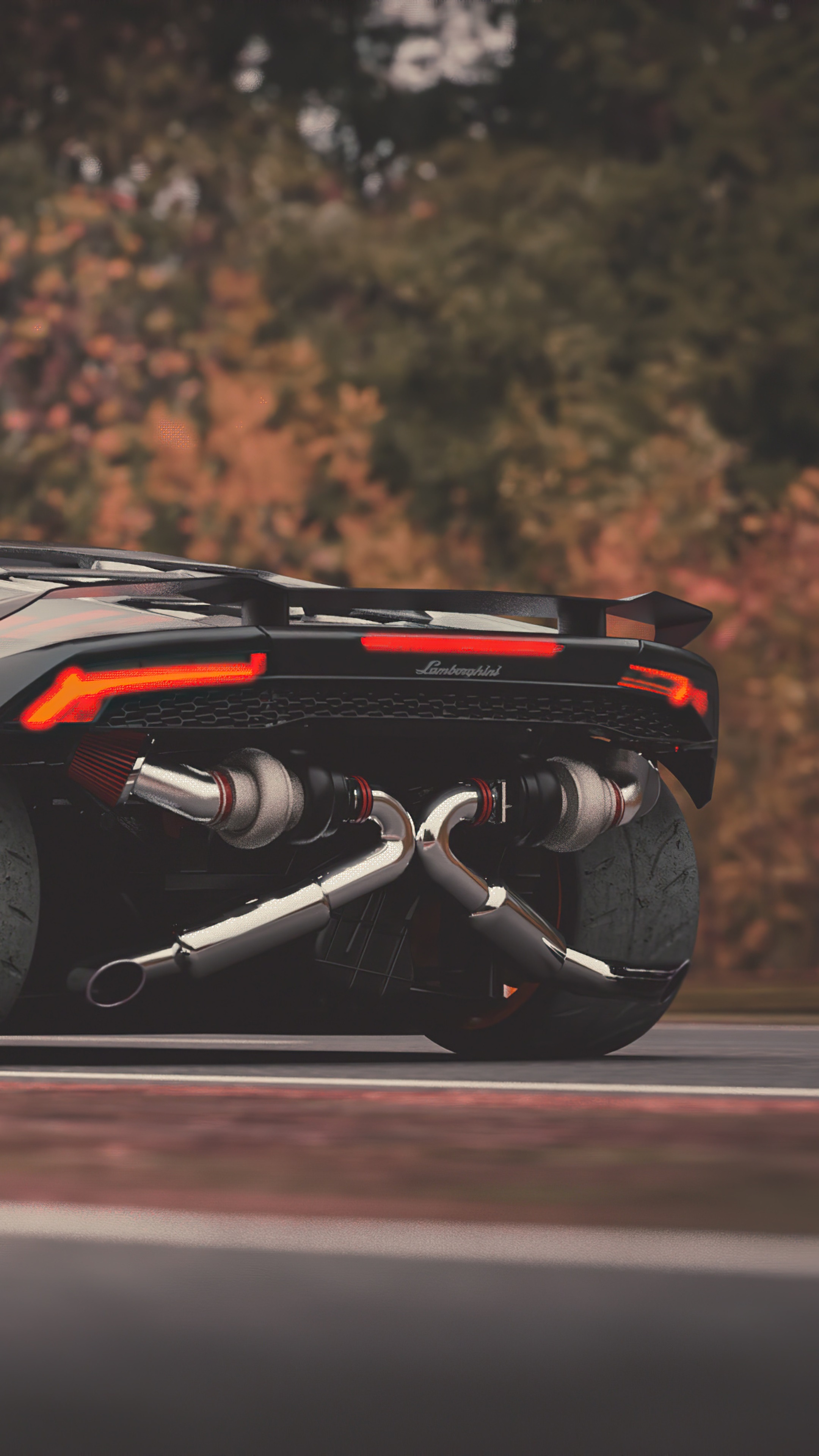 Lamborghini Huracan rear view with custom exhaust HD Phone Wallpaper