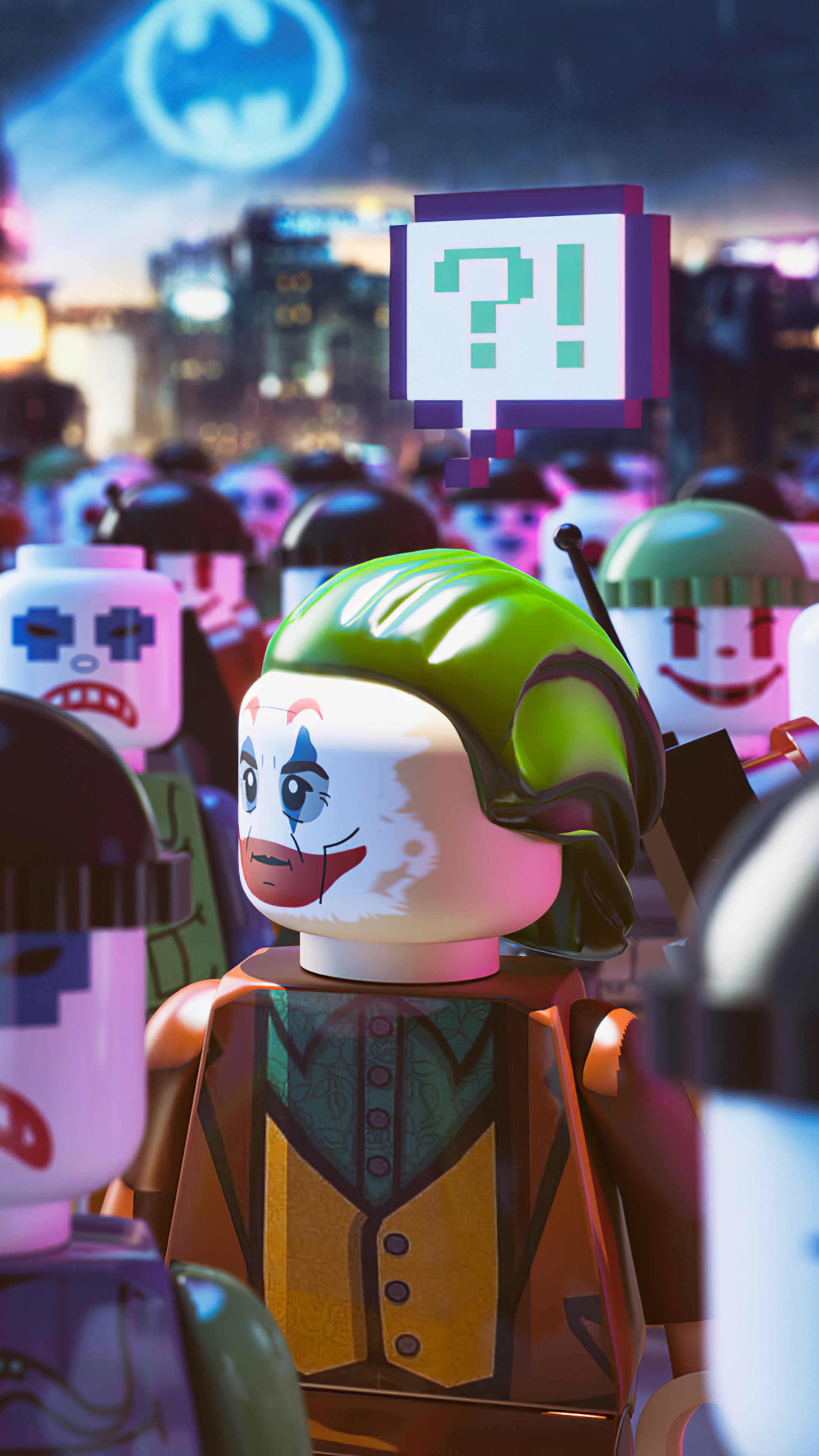 Joker from Lego Batman Movie with Question Mark HD Phone Wallpaper
