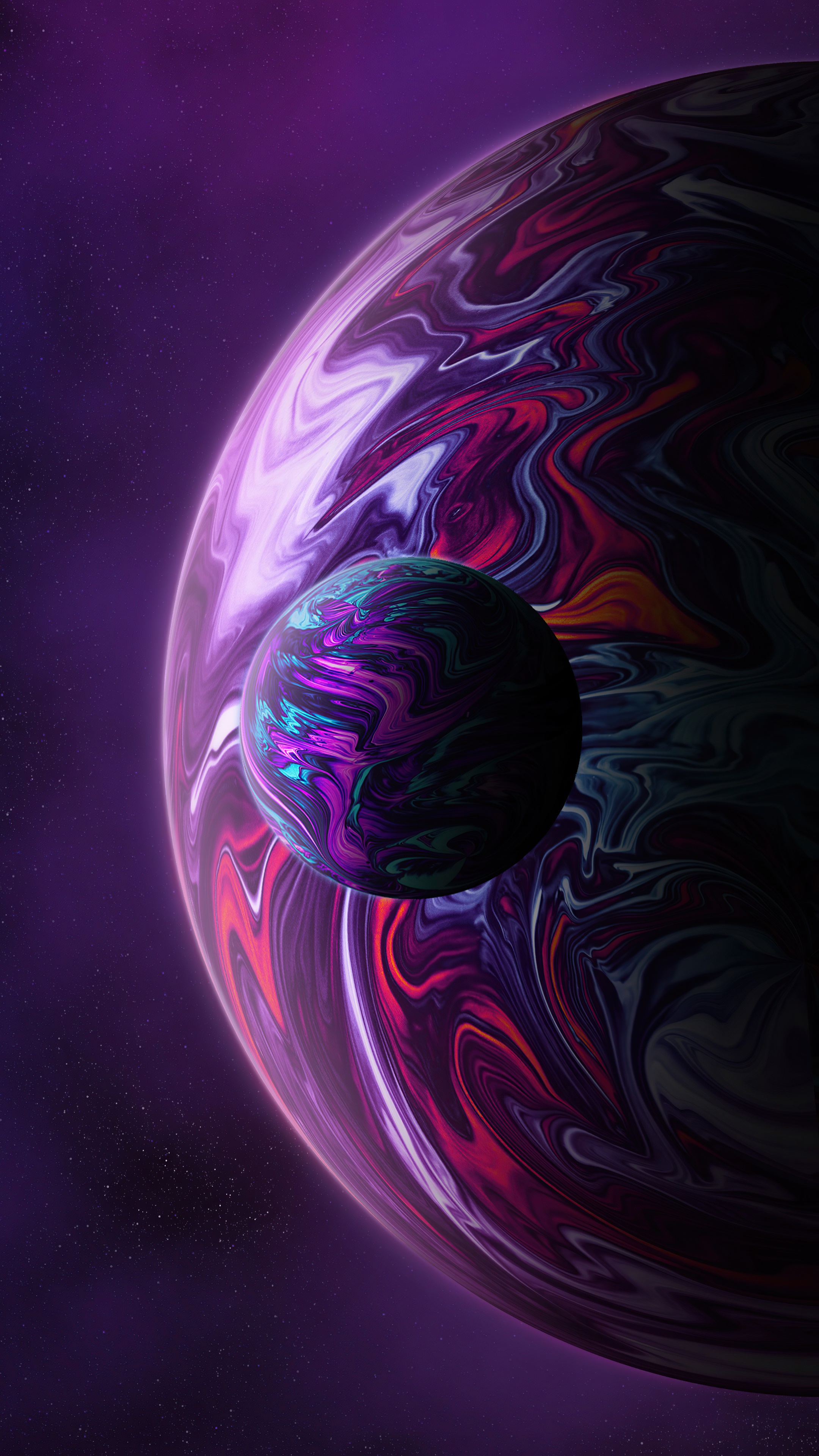 Abstract planets with swirling purple and pink colors HD Phone Wallpaper
