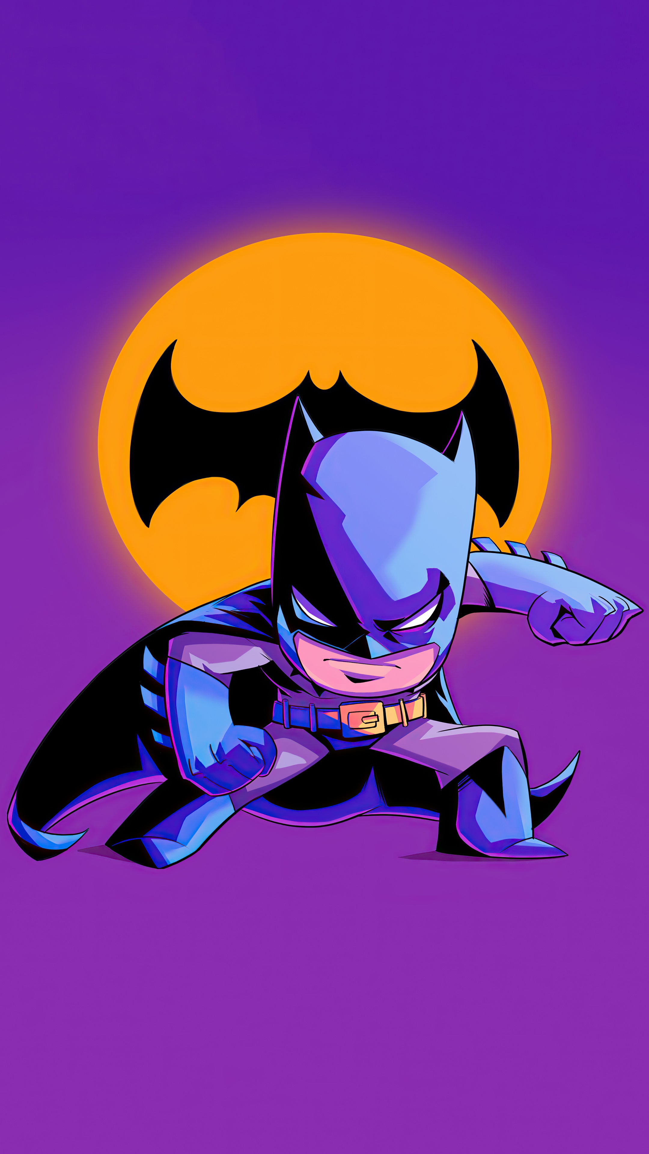 Minimalist Batman Art with Bat Symbol Moon HD Phone Wallpaper
