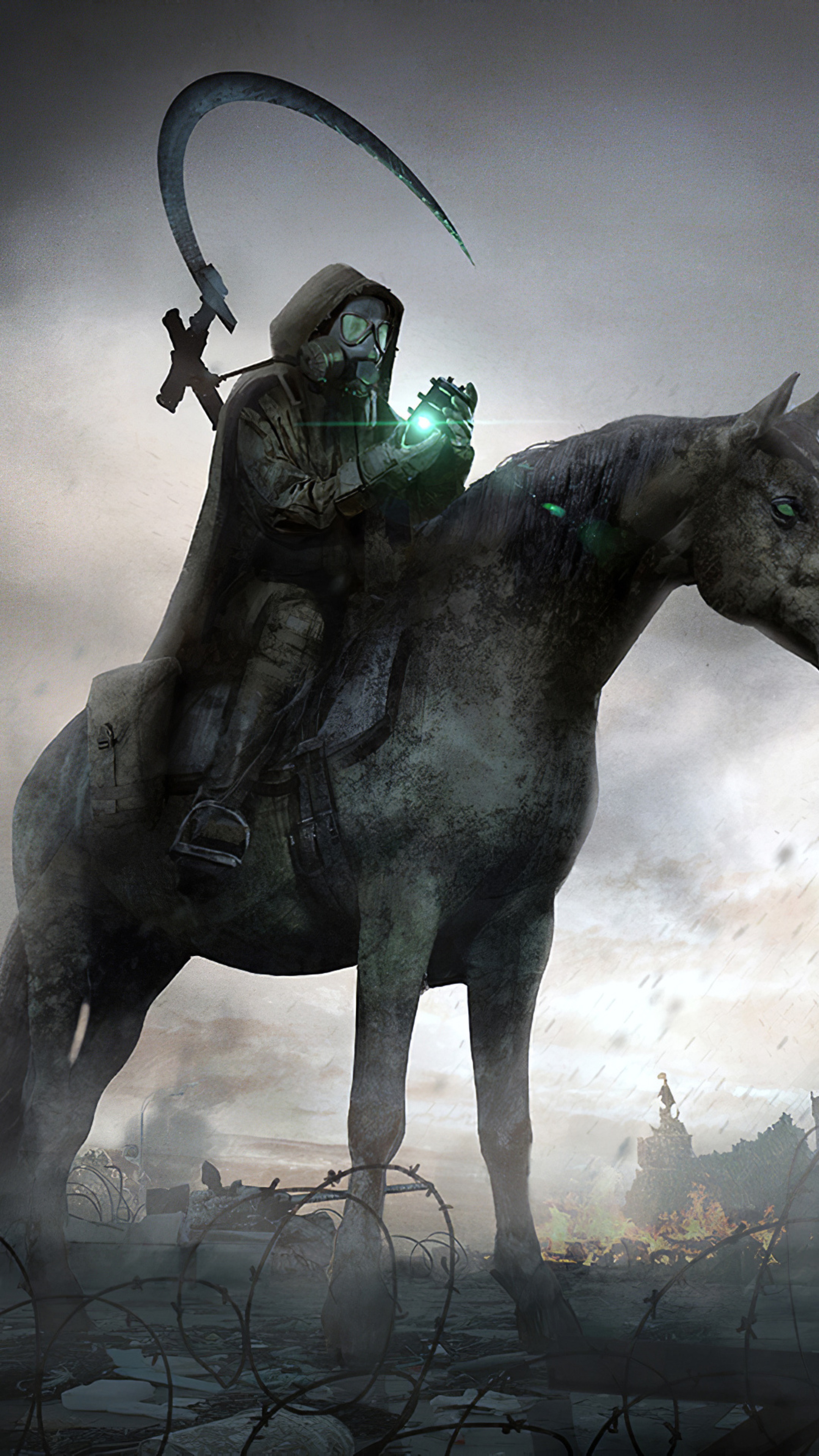 Grim Reaper on Horse with Scythe HD Phone Wallpaper