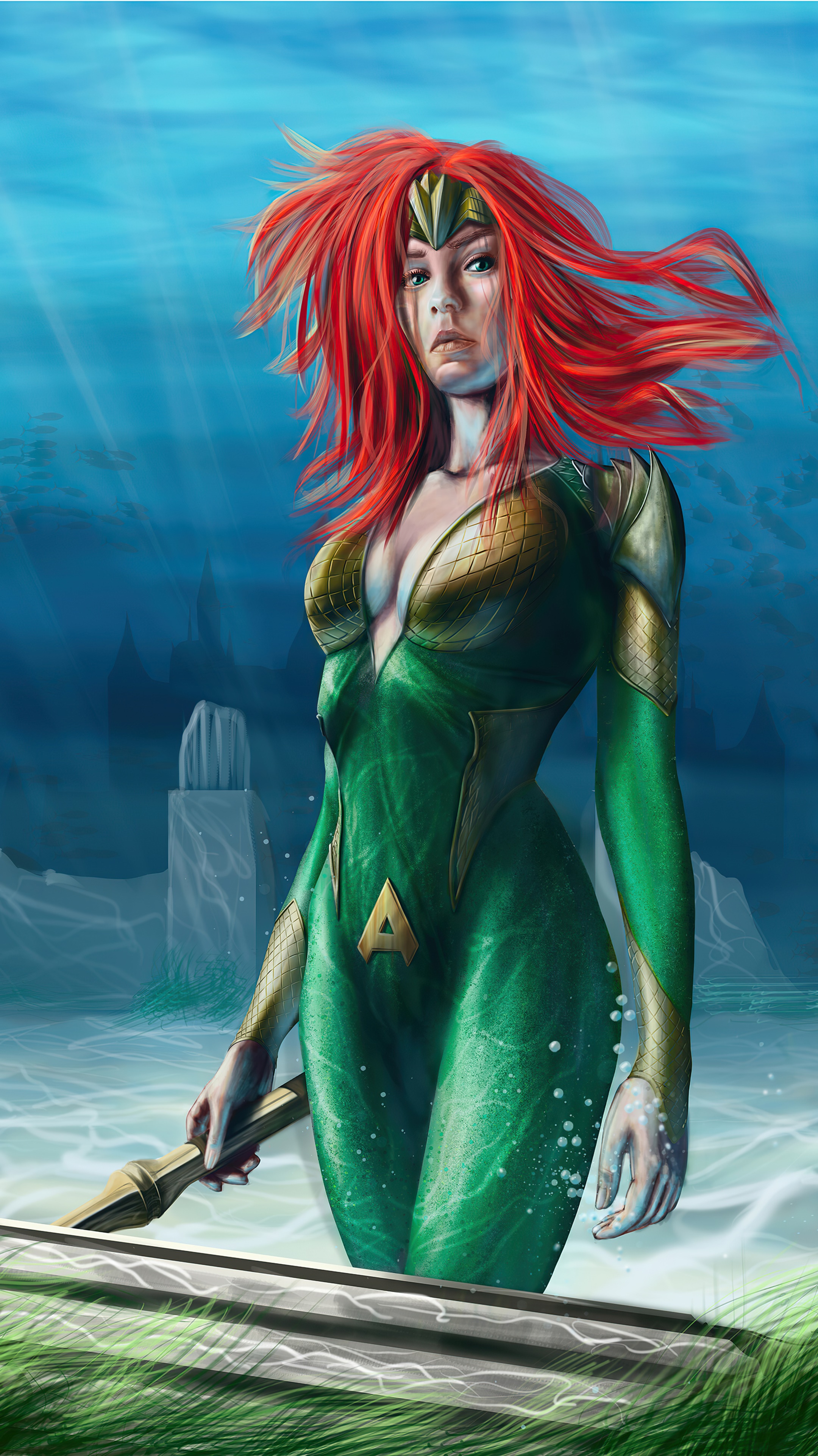 Mera from DC Comics artwork HD Phone Wallpaper