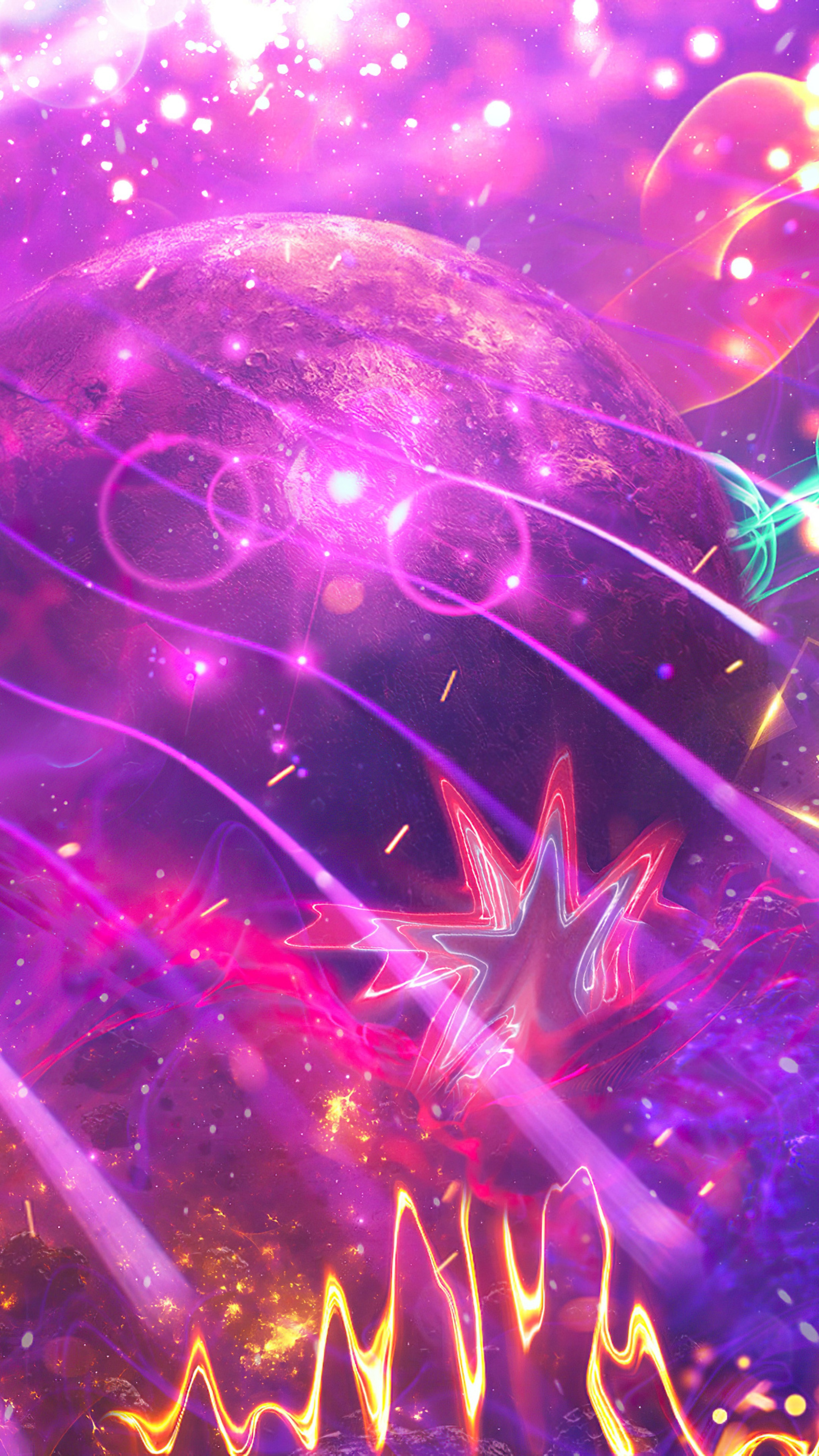 Abstract digital art with nebula and glitch patterns HD Phone Wallpaper