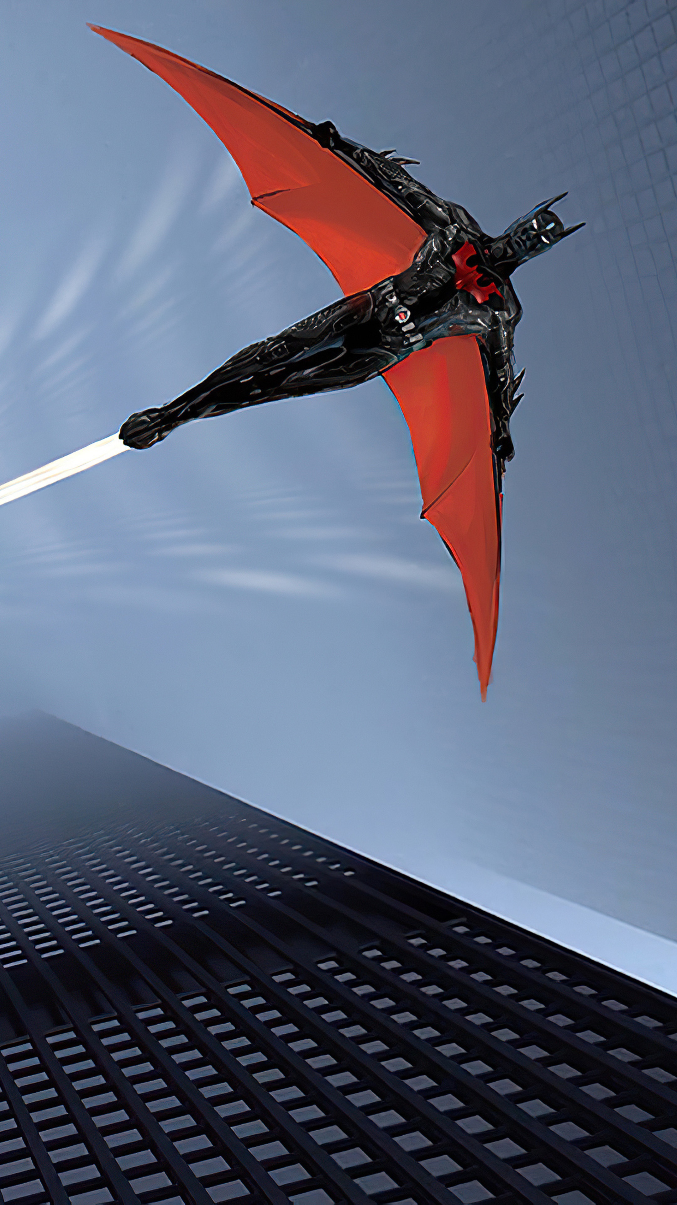Batman Beyond flying with red wings HD Phone Wallpaper