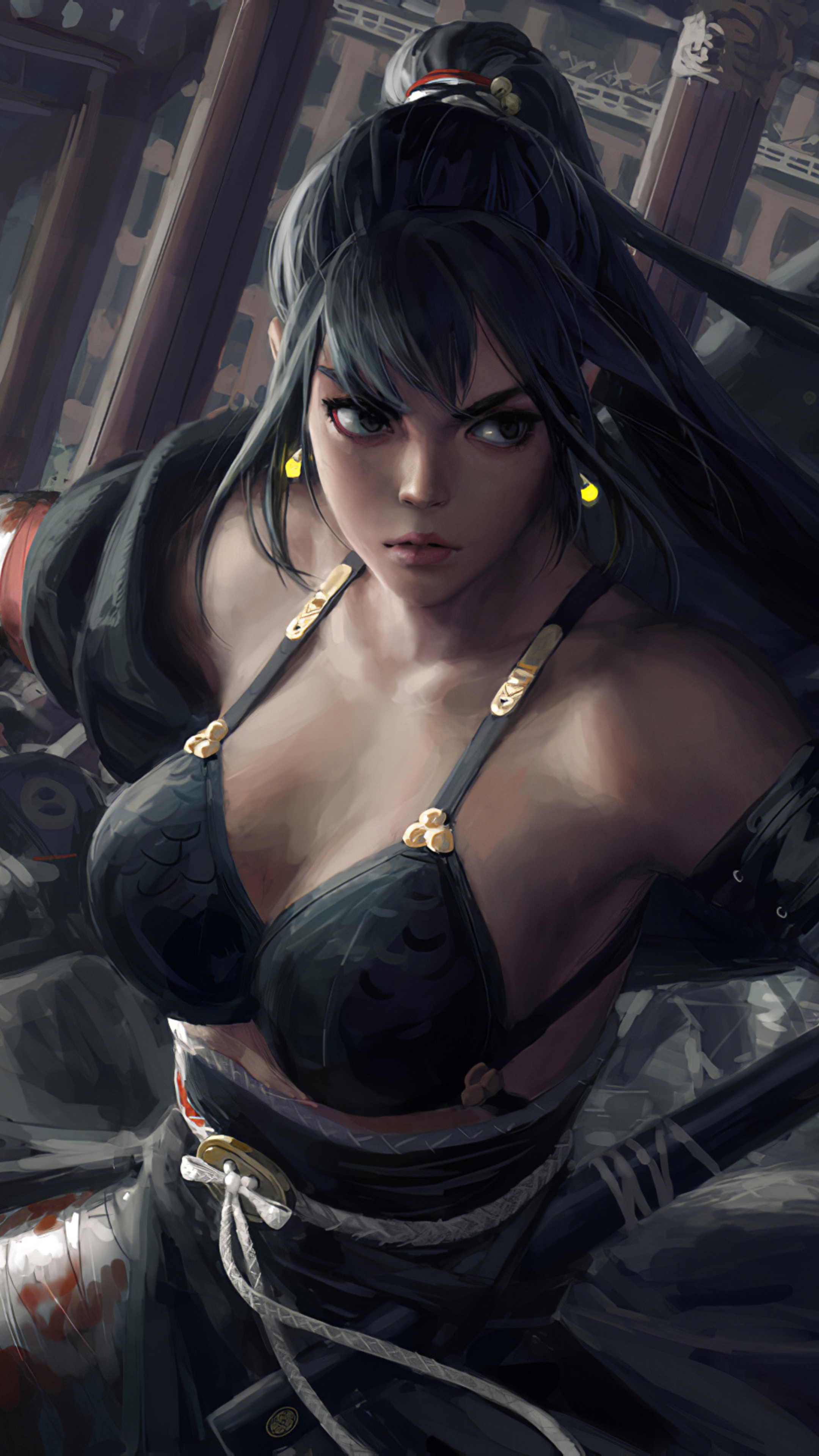 Artwork of a female warrior HD Phone Wallpaper