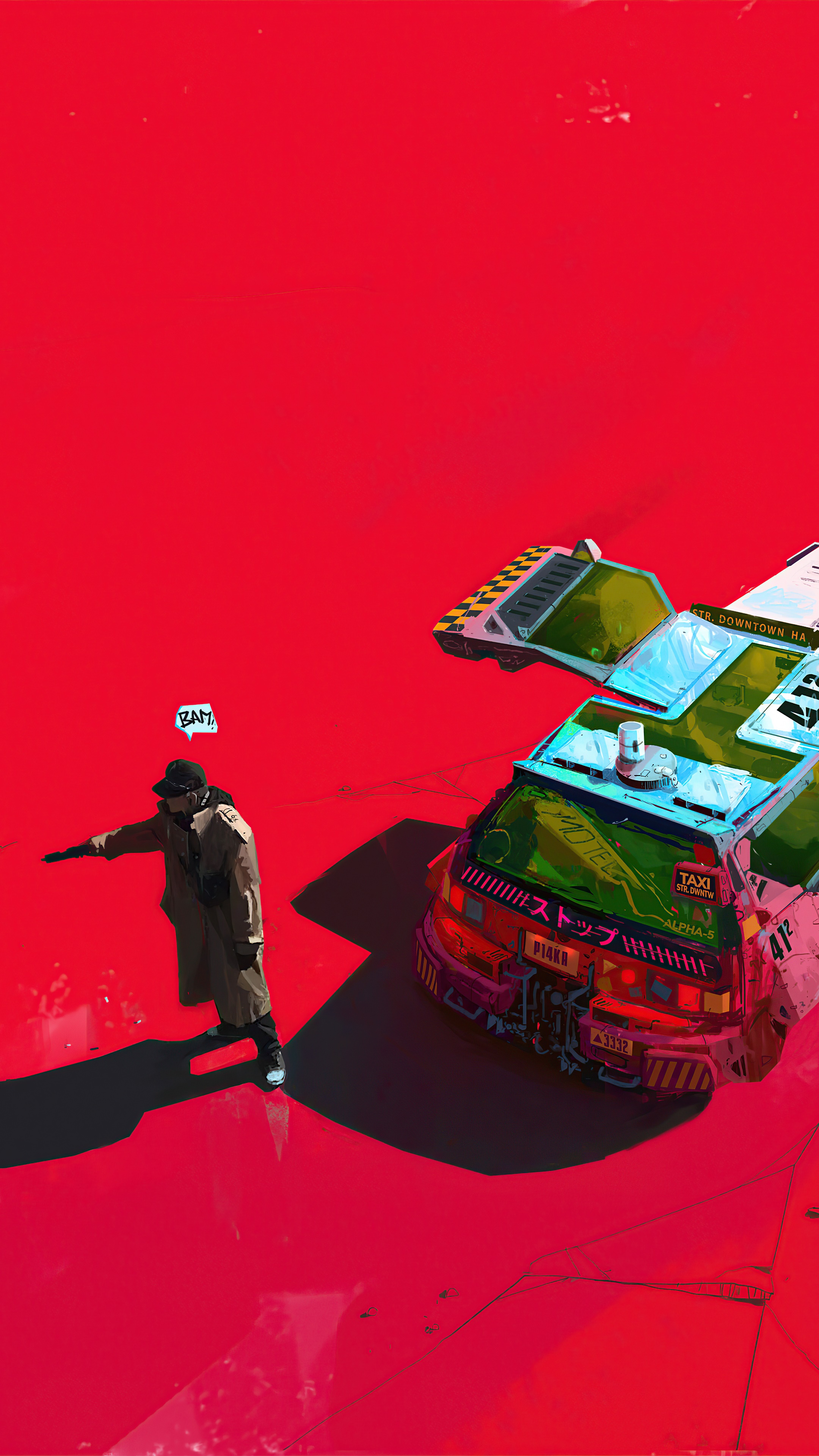 Cyberpunk Taxi Driver Signaling HD Phone Wallpaper