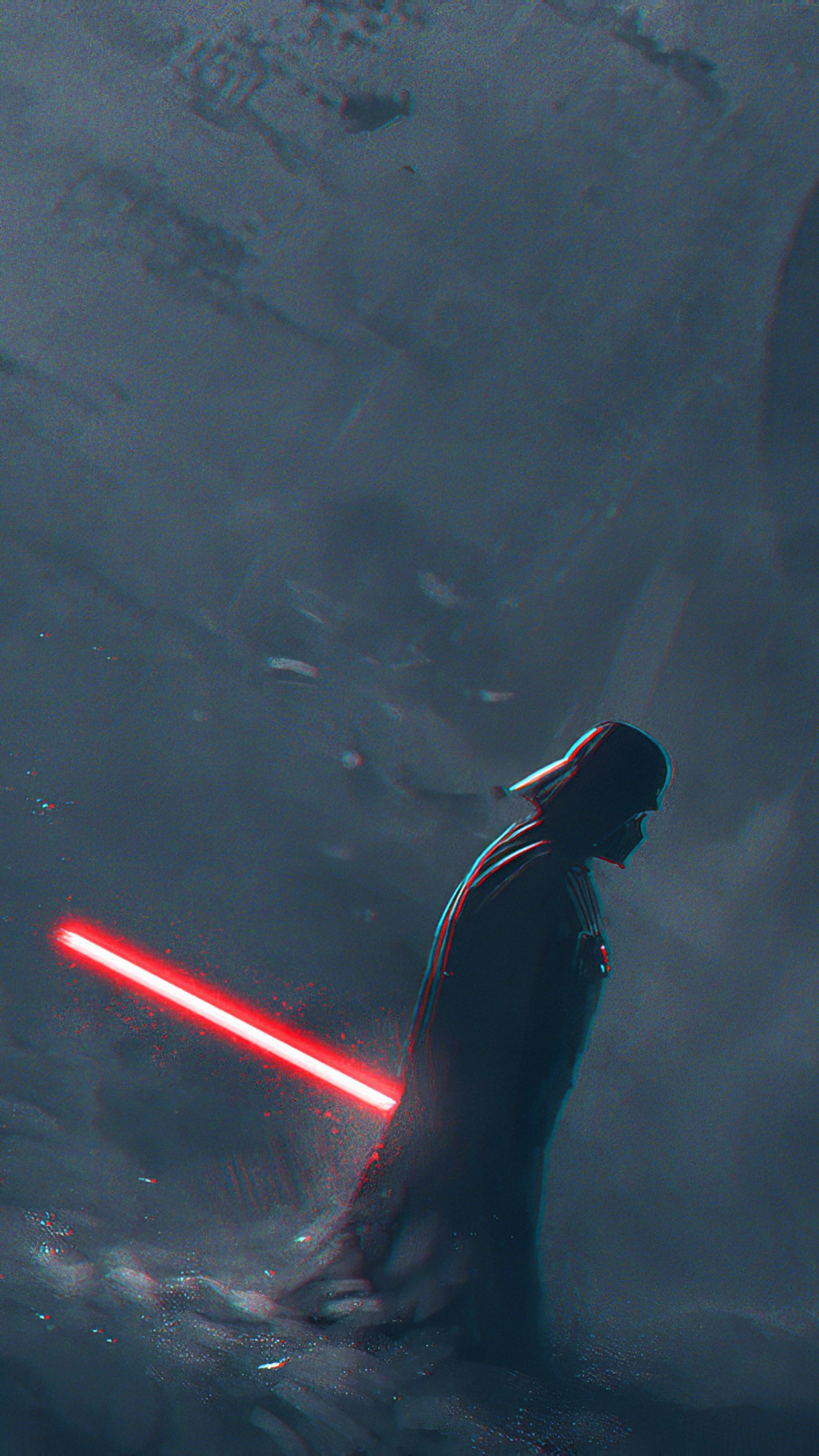 Darth Vader with Red Lightsaber HD Phone Wallpaper