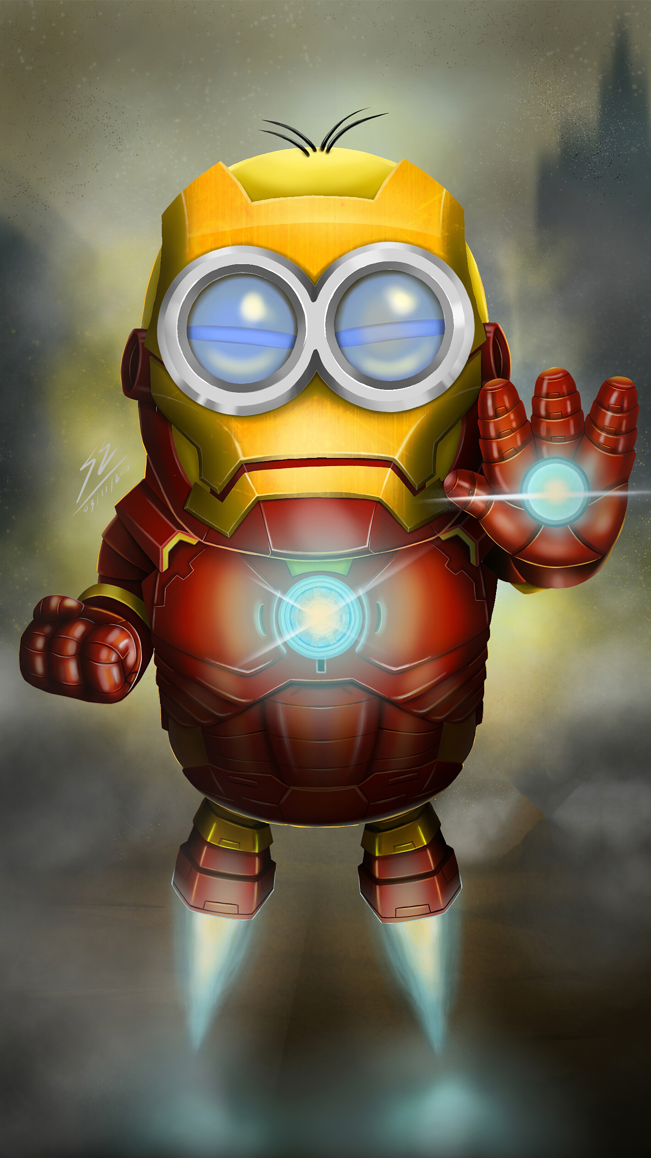 Minion as Iron Man artwork HD Phone Wallpaper